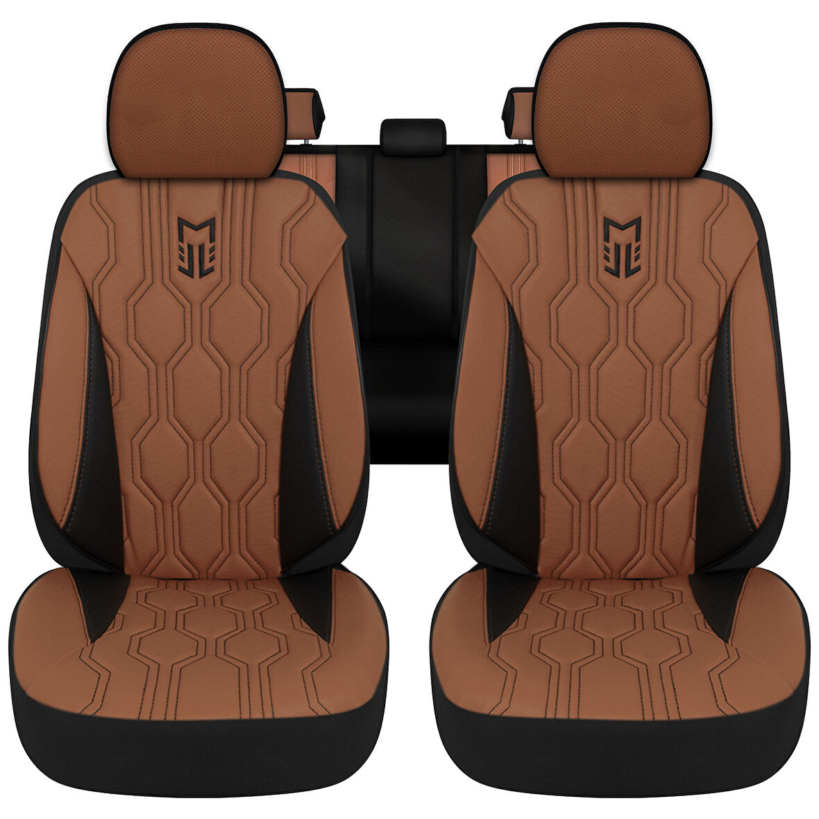 Minderland FA Serisi - Volkswagen ID.4 ile uyumlu Koltuk Kılıfı, Deri / Taba