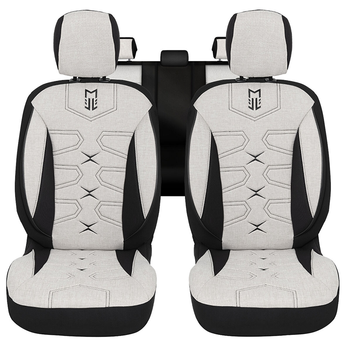 Minderland FA Serisi - Renault 9 ile uyumlu Koltuk Kılıfı, Keten / Kemik Beyazı Melanj