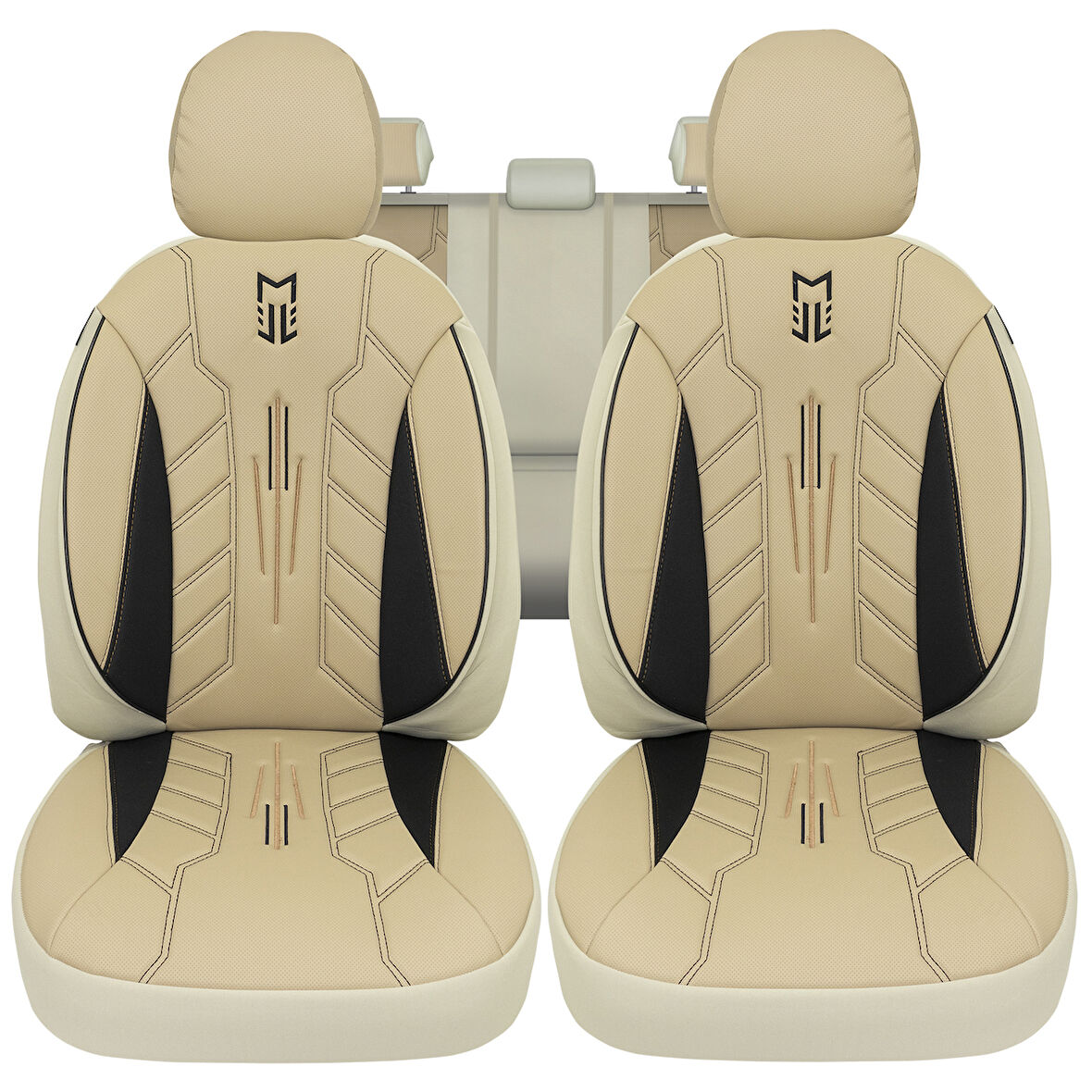 Minderland FA Serisi - Fiat Stilo ile uyumlu Koltuk Kılıfı, Deri / Bej