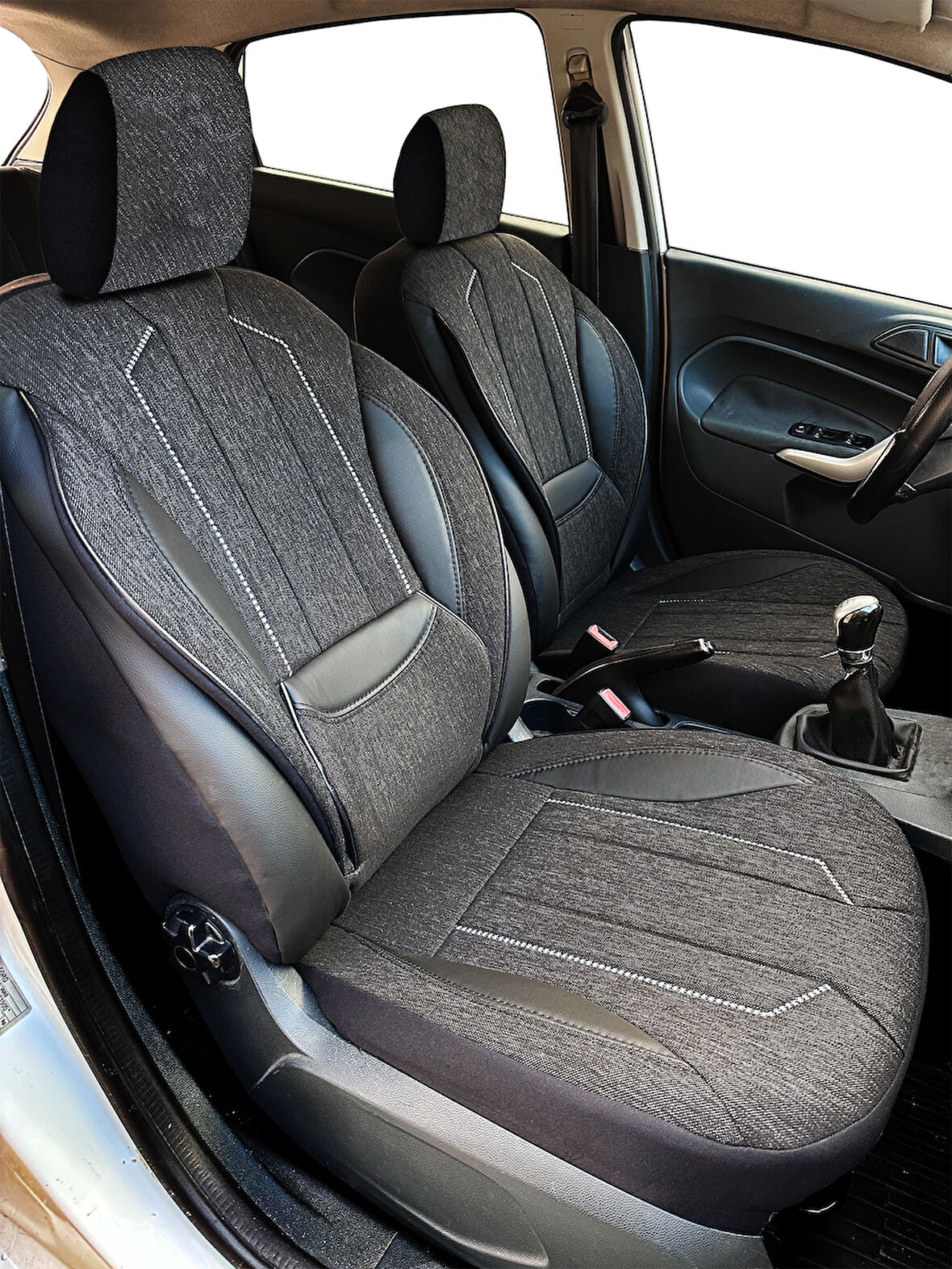 Minderland Axiom Comfort Serisi - Citroen C3 ile uyumlu Koltuk Kılıfı, Keten / Siyah