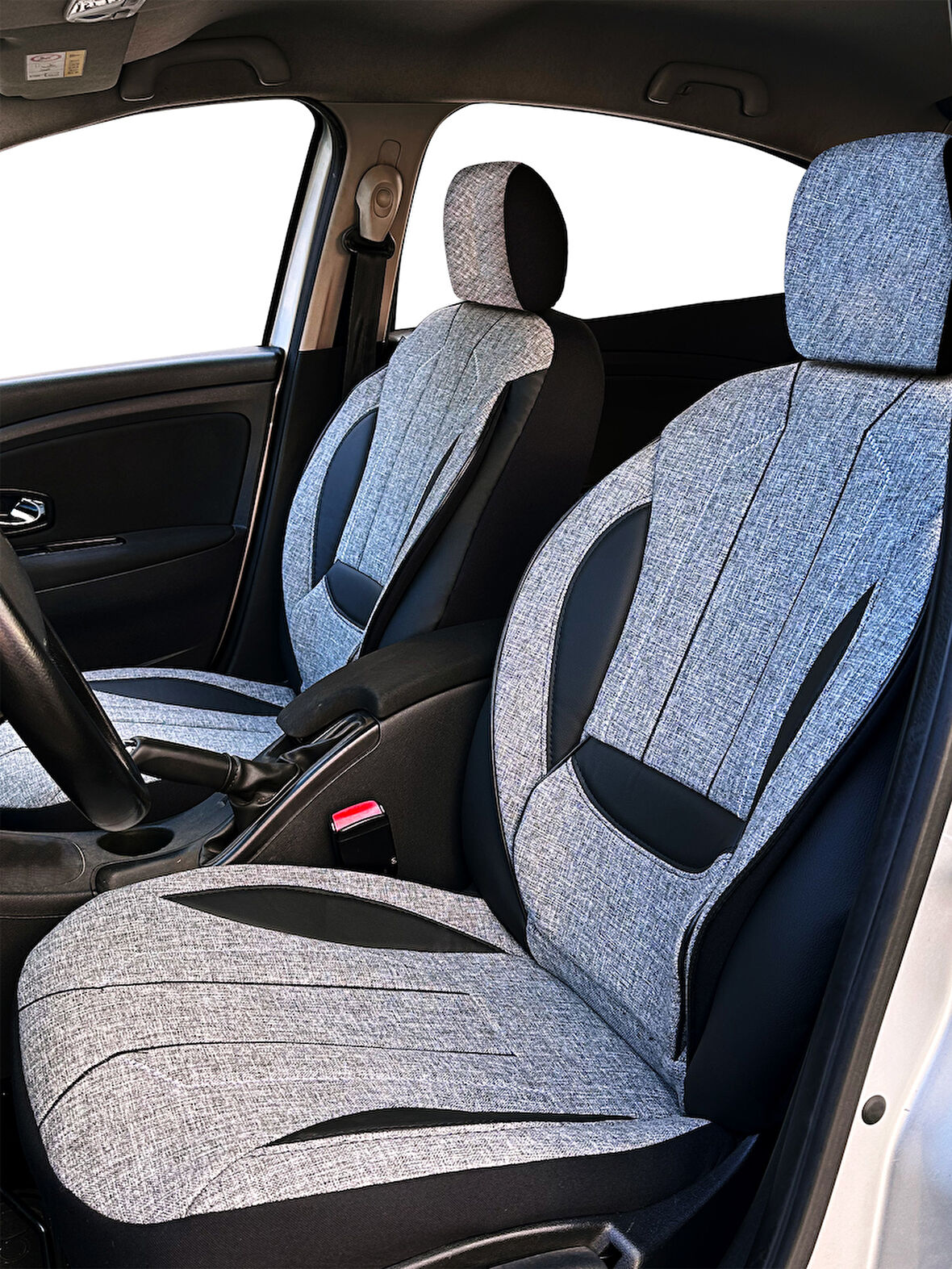 Minderland Axiom Comfort Serisi - Peugeot Bipper ile uyumlu Koltuk Kılıfı, Keten / Gri
