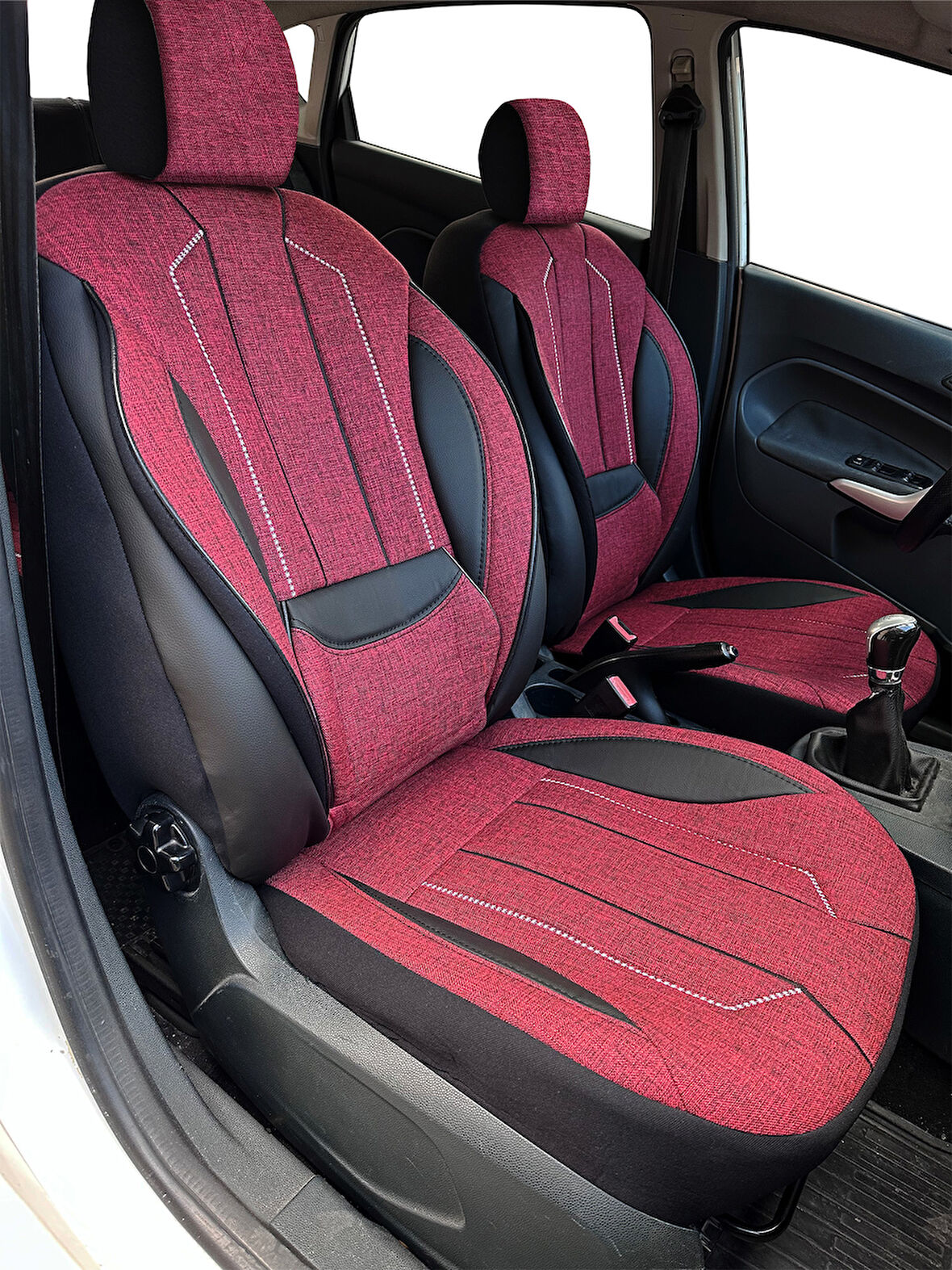 Minderland Axiom Comfort Serisi - Volkswagen VW CC ile uyumlu Koltuk Kılıfı, Keten / Bordo