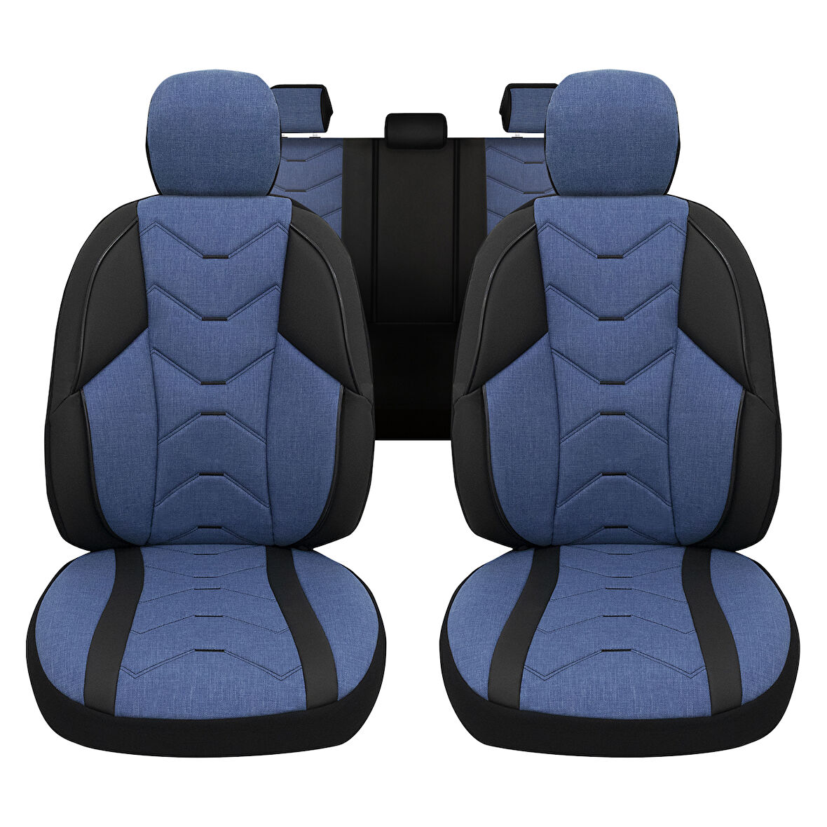 Verita Elegance Serisi - Toyota Corolla ile uyumlu Koltuk Kılıfı, Keten-Deri / Mavi