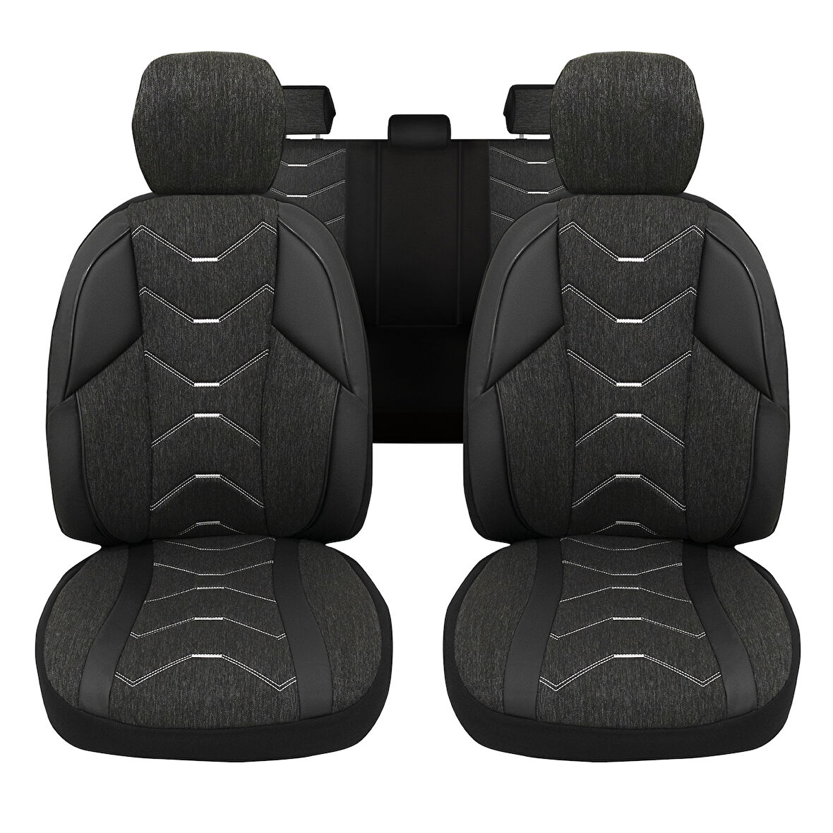 Verita Elegance Serisi - Renault Alaskan ile uyumlu Koltuk Kılıfı, Keten-Deri / Siyah