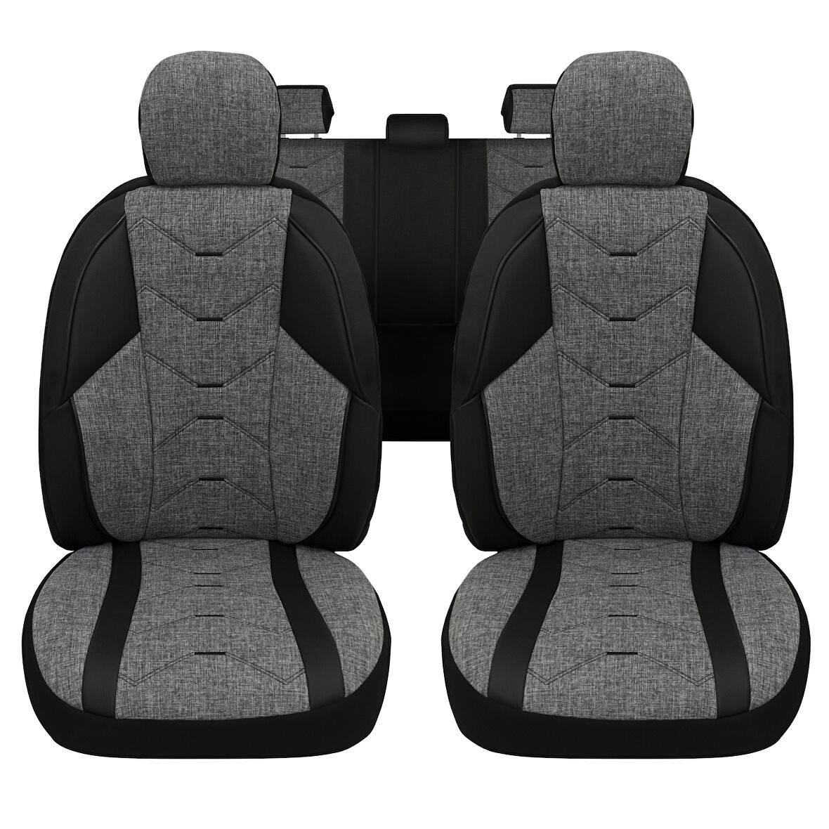 Verita Elegance Serisi - Citroen C3 Aircross ile uyumlu Koltuk Kılıfı, Keten-Deri / Gri