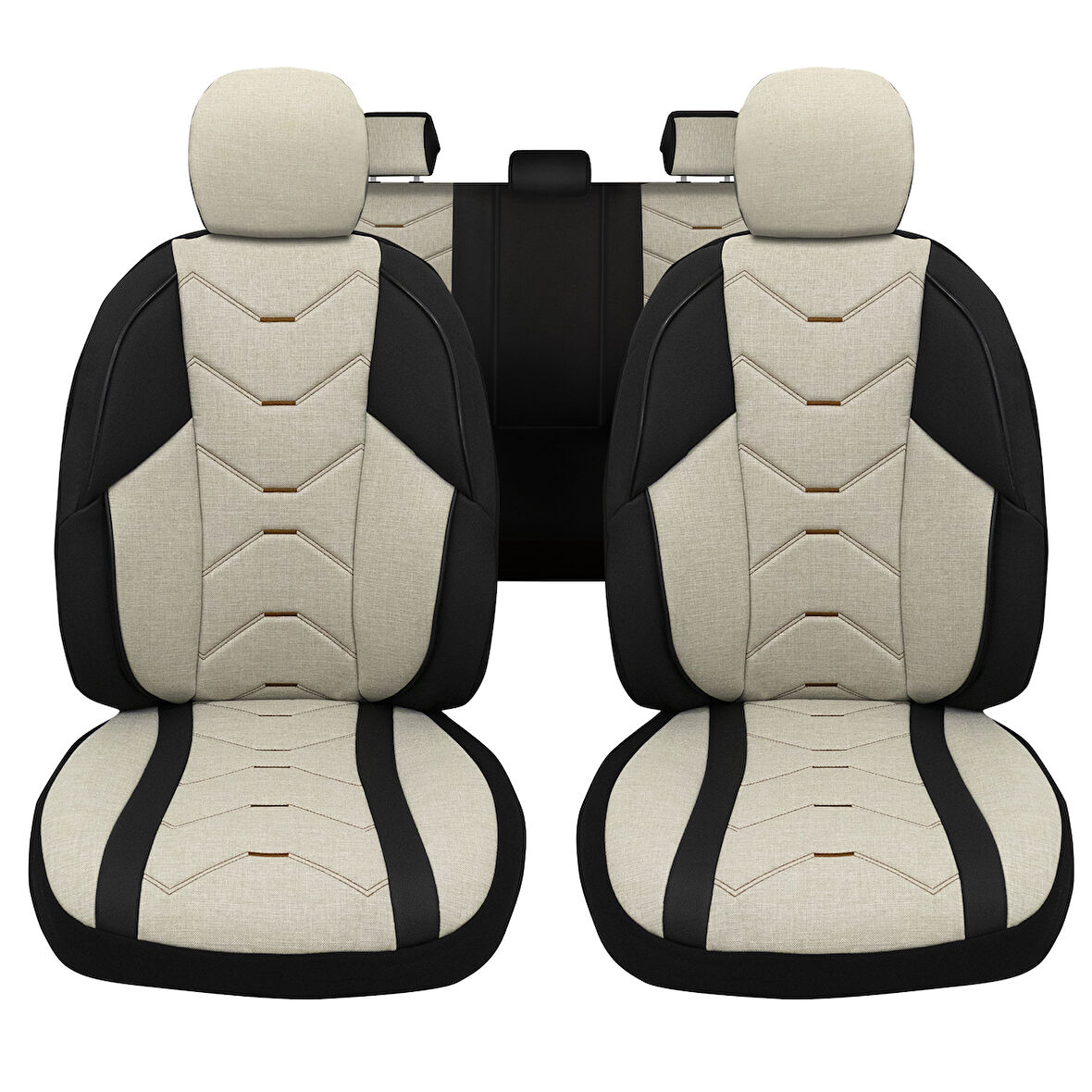 Verita Elegance Serisi - Mitsubishi Pajero ile uyumlu Koltuk Kılıfı, Keten-Deri / Krem