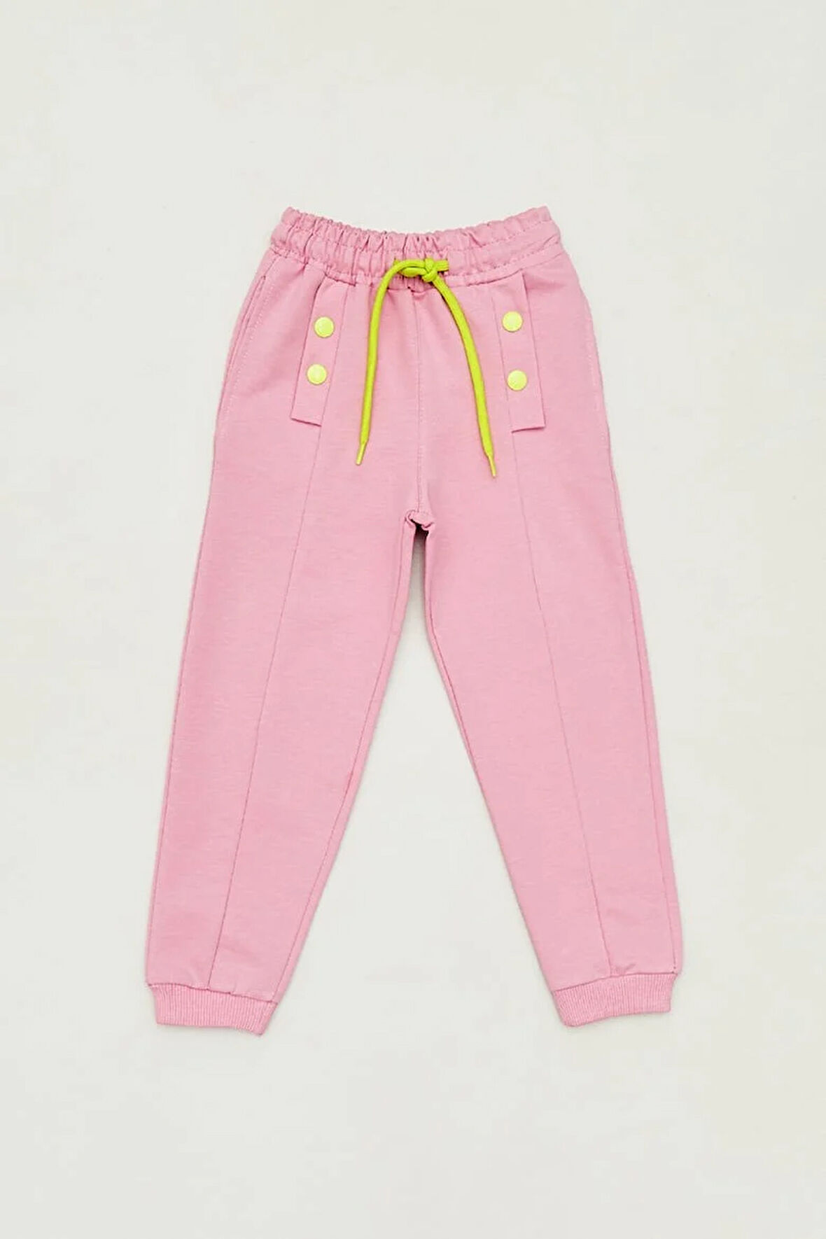 Basic Beli Bağcıklı Düğme Detaylı Kız Çocuk Eşofman Altı 