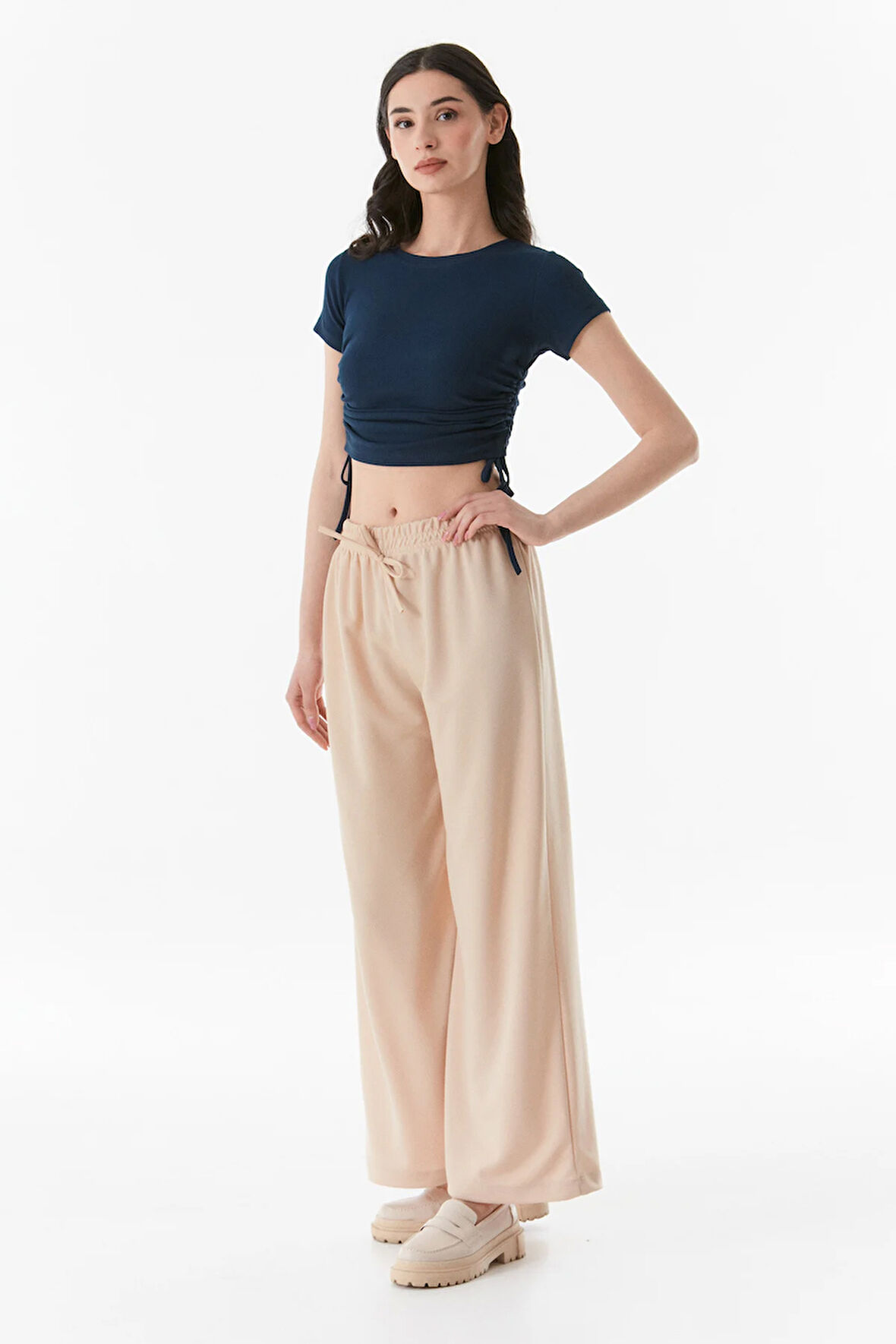 Beli Lastikli Wide Leg Pantolon