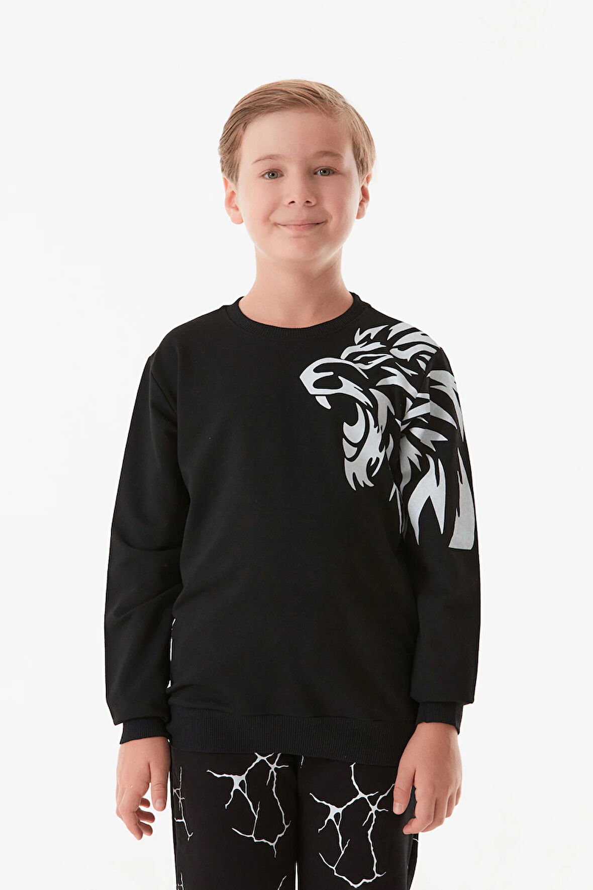 Aslan Baskılı Erkek Çocuk Sweatshirt