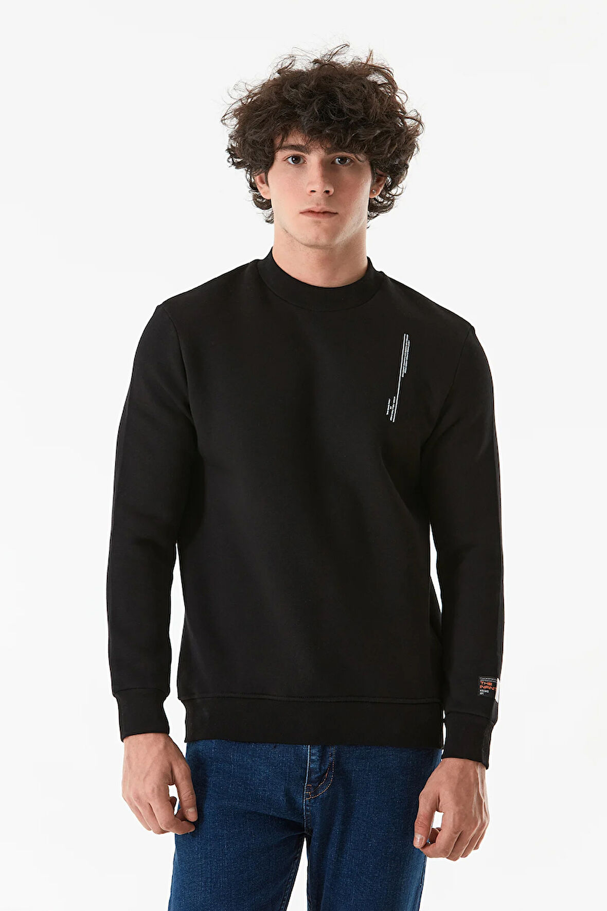 3 İplik Yazı Baskılı Bisiklet Yaka Sweatshirt