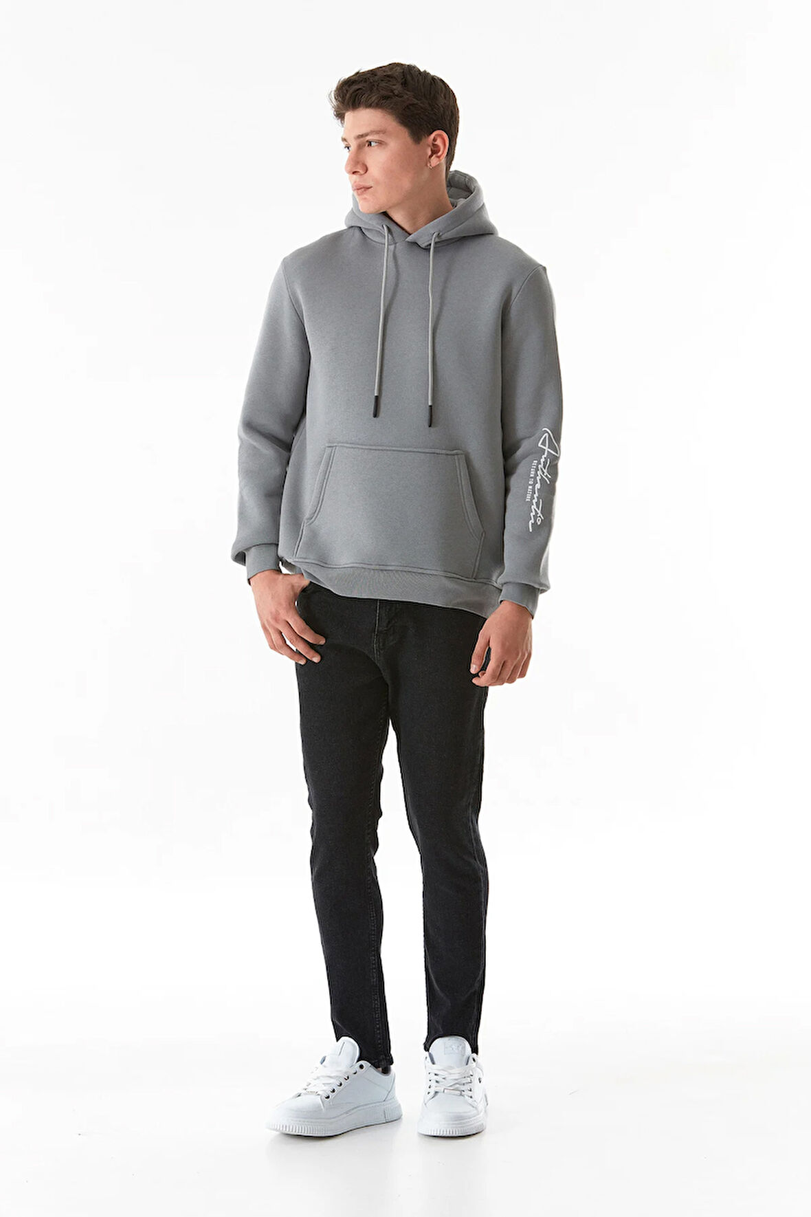 3 İplik Kanguru Cepli Kapüşonlu Sweatshirt