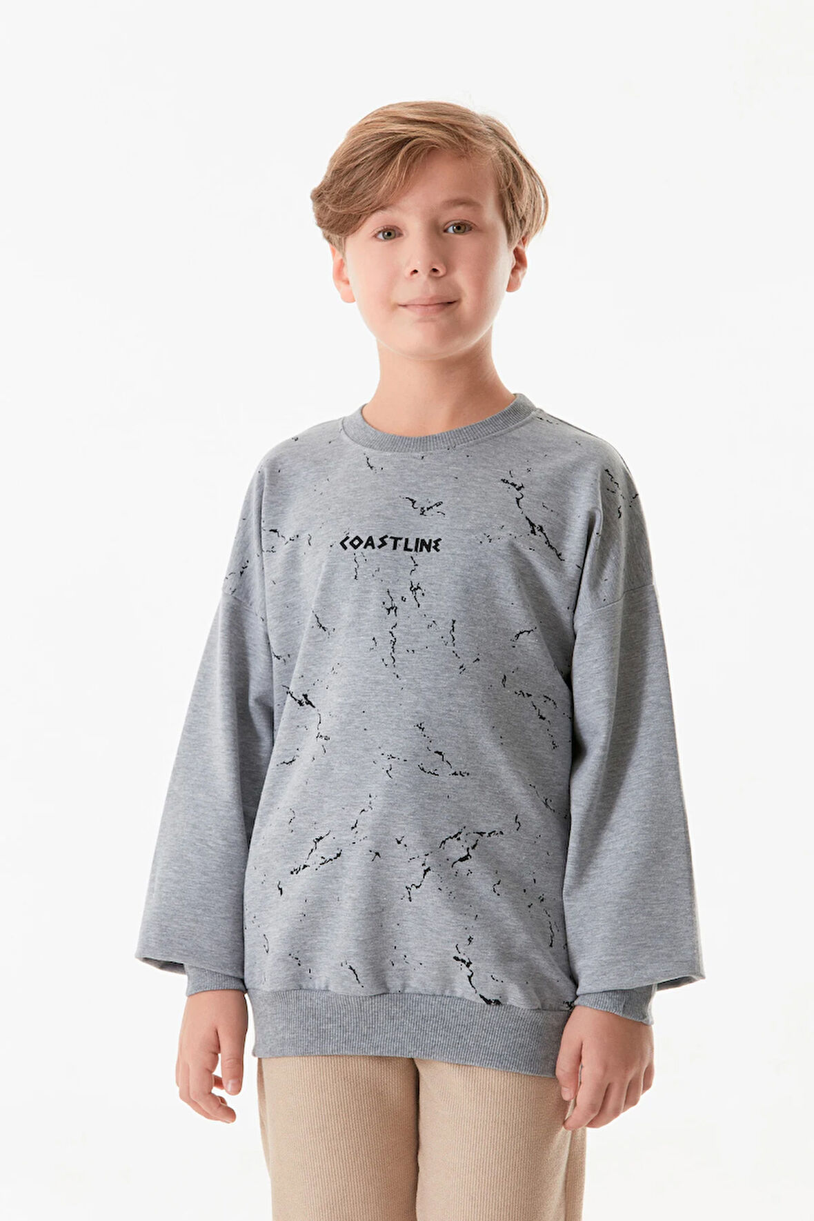 Yazı Baskılı Bisiklet Yaka Erkek Çocuk Sweatshirt