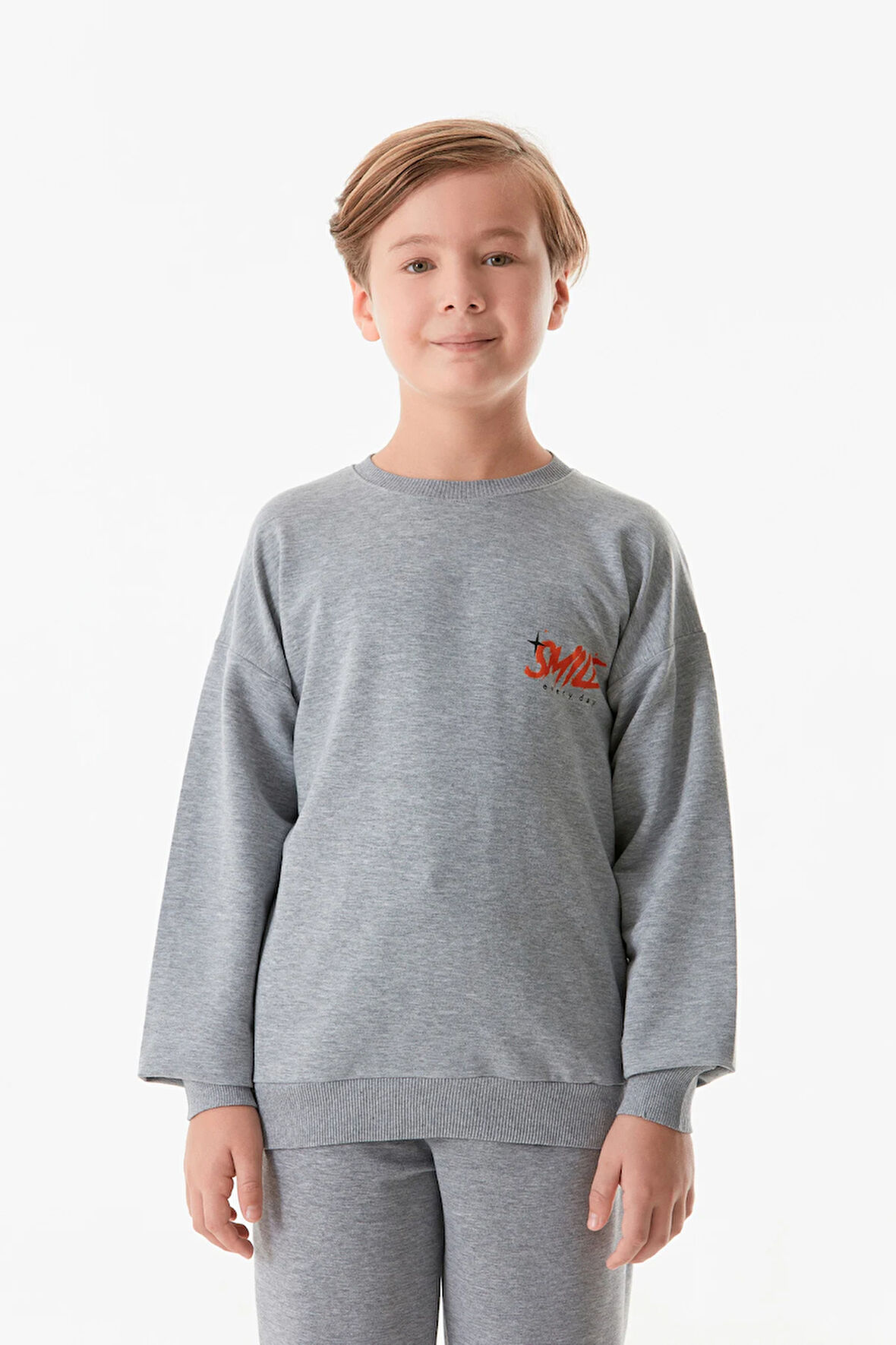 Önü Ve Arkası Baskılı Erkek Çocuk Sweatshirt