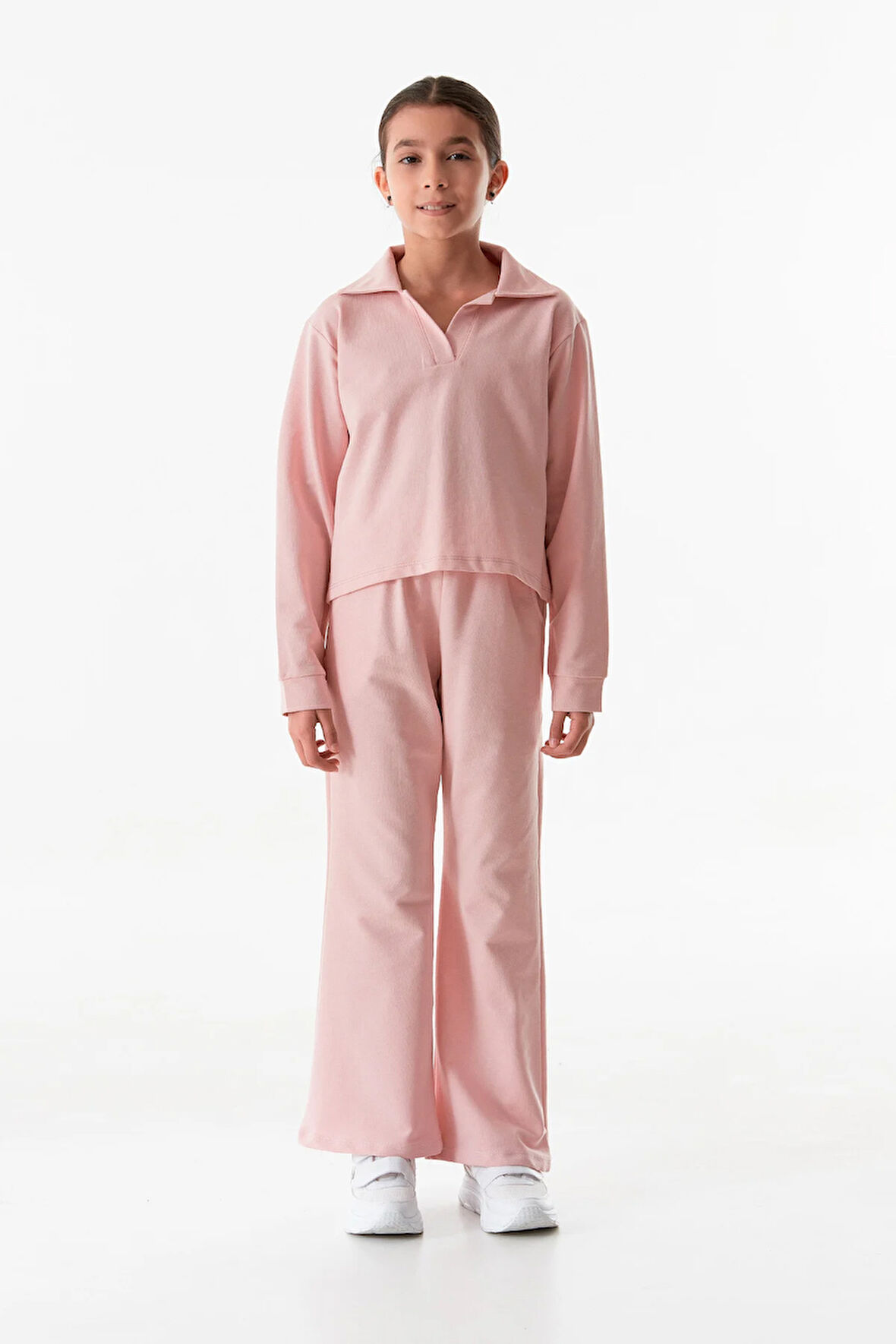Basic Polo Yaka Beli Lastikli Kız Çocuk Takım