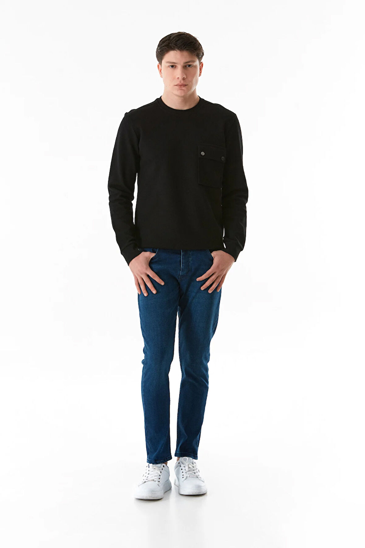 Fermuarlı Straight Jean Pantolon