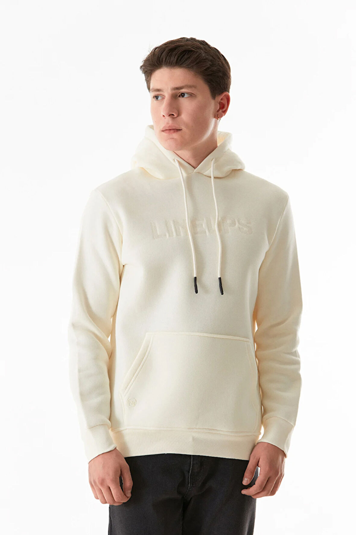 3 İplik Yazı Nakışlı Kanguru Cepli Kapüşonlu Sweatshirt
