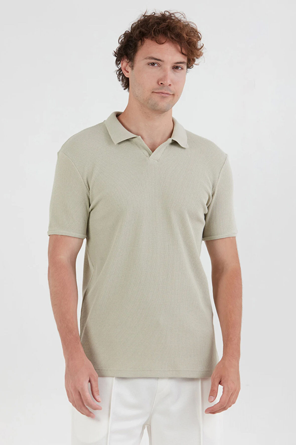 Waffle Kumaş Polo Yaka Tişört