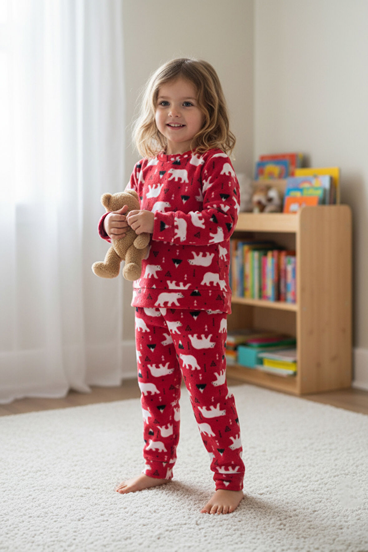 Ev Desenli  Polar Unisex Çocuk Pijama Takımı