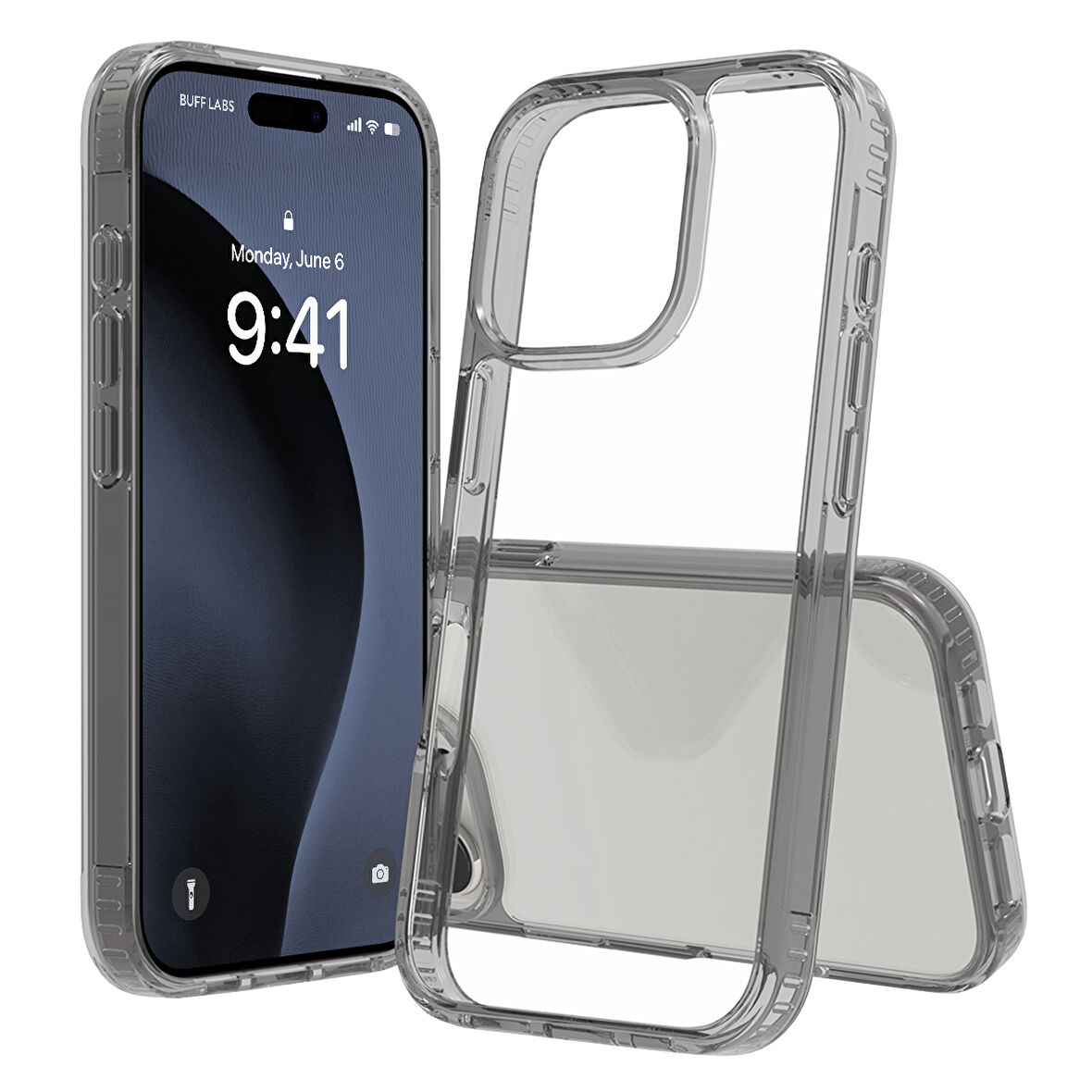 Buff iPhone 16 Pro Air Hybrid Şeffaf Kılıf Smoke Black