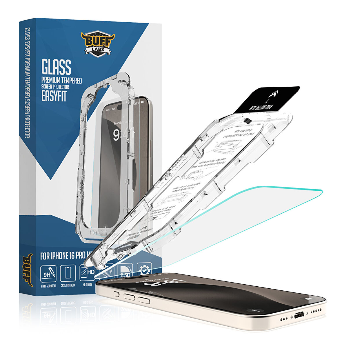 Buff iPhone 16 Pro Max Glass EasyFit Cam Ekran Koruyucu - Şeffaf