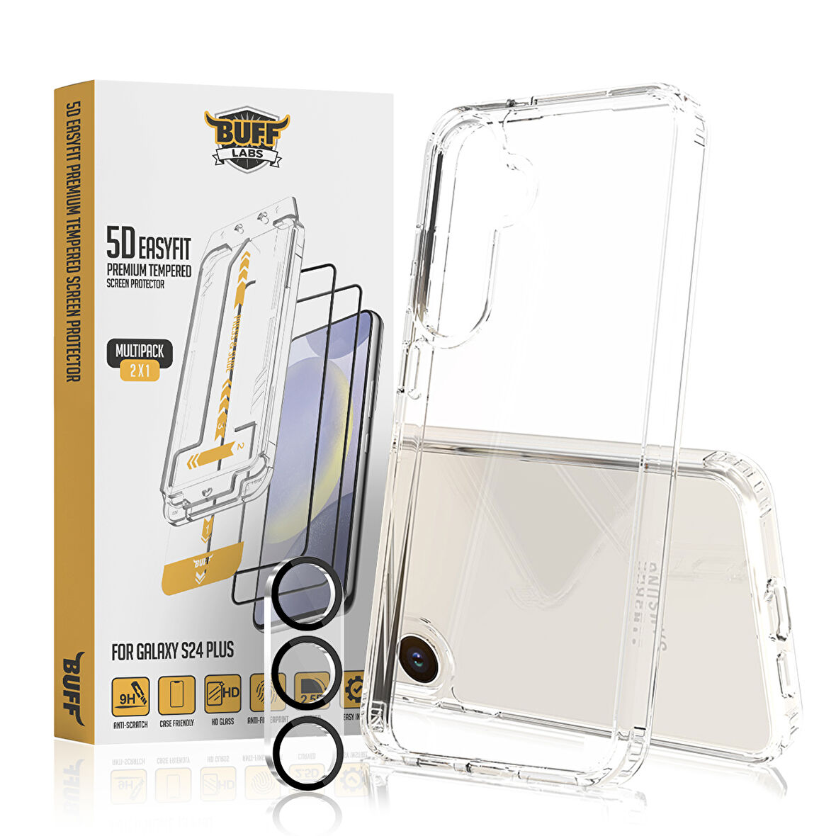 Buff Galaxy S24 Plus Avantaj Paket - Hybrid Kılıf + Ekran Koruyucu + Lens Koruyucu