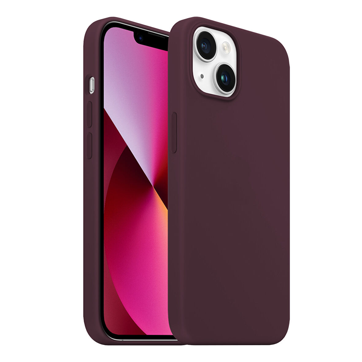 Buff iPhone 13 Rubber Fit Kılıf Wine Red