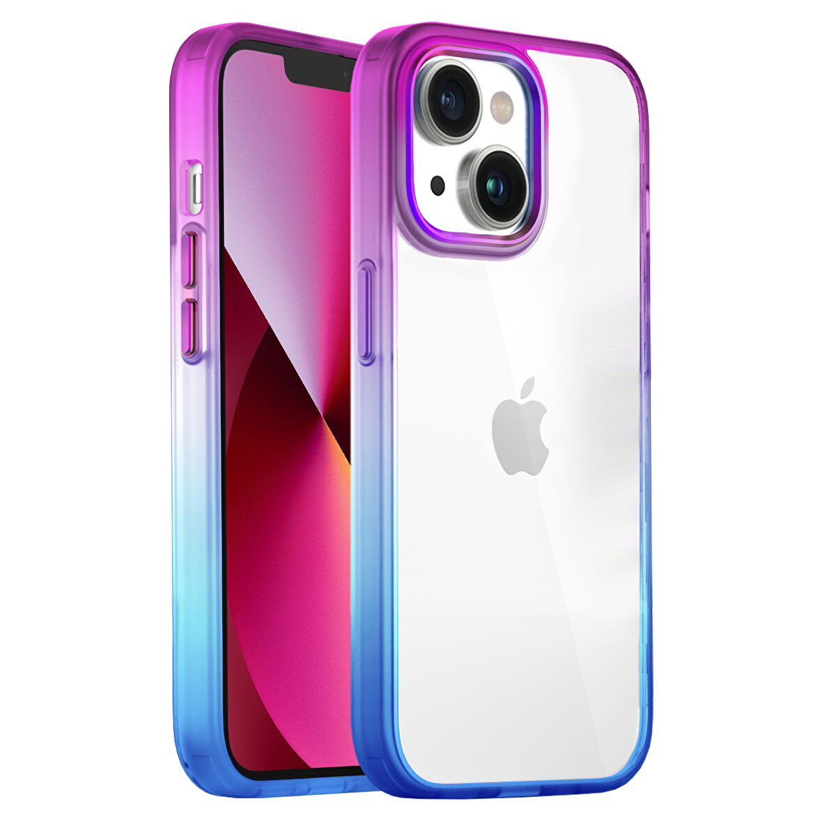 Buff iPhone 13 Air Bumper Rainbow Kılıf Blue Purple