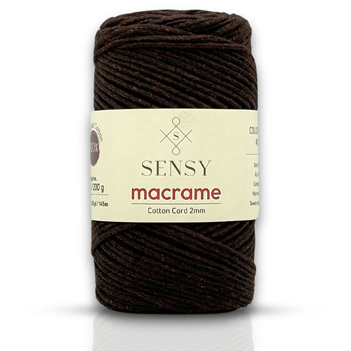 Sensy Koton Pamuk Makrome İpi 2mm Cotton Zincir Makrome Çanta İpi Supla İpi Koton İp Siyah