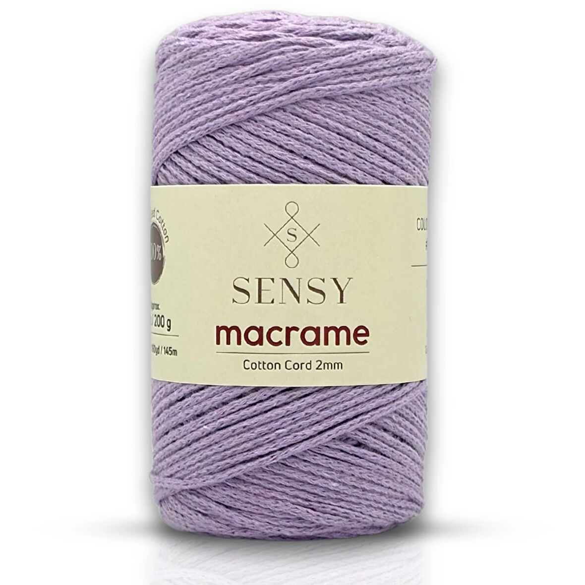 Sensy Koton Pamuk Makrome İpi 2mm Cotton Zincir Makrome Çanta İpi Supla İpi Koton İp Lila