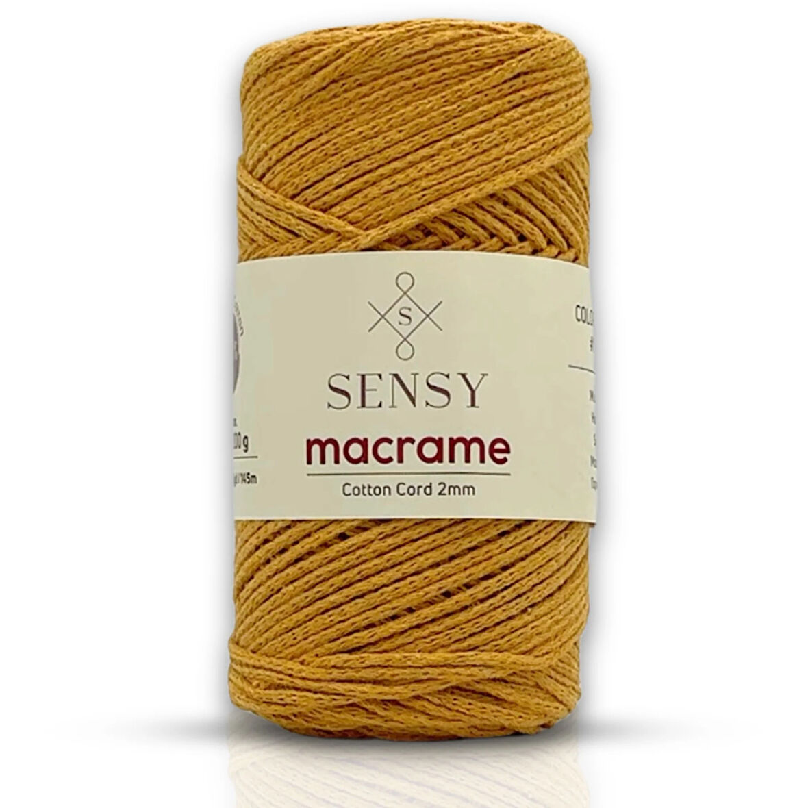 Sensy Koton Pamuk Makrome İpi 2mm Cotton Zincir Makrome Çanta İpi Supla İpi Koton İp Hardal