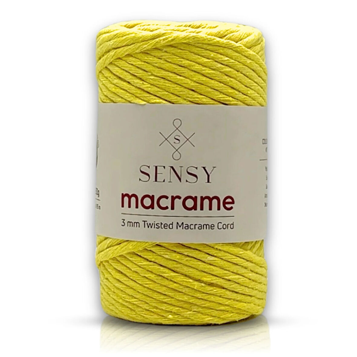 Tek Büküm Taranan Makrome Ipi Makrame 3mm Taranabilir Pamuk Makrome İpi Sarı
