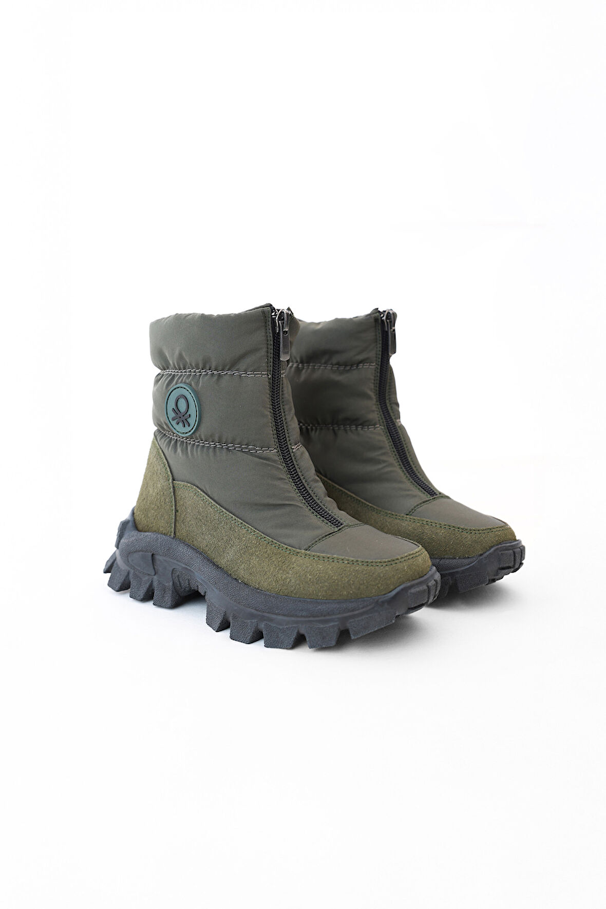 Unisex Çocuk Fermuarlı Kapitone Kalın Tabanlı Kar Botu - Haki | 31