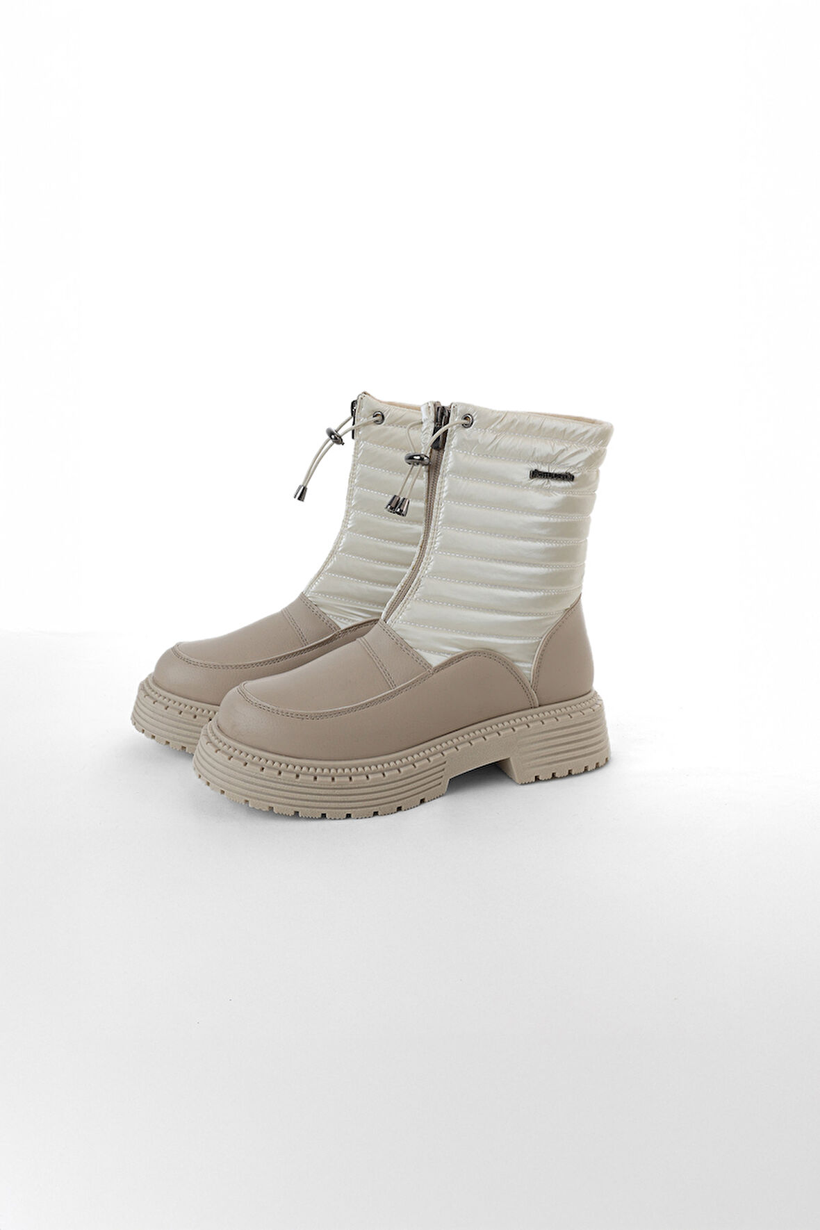 Kadın Pc-54153 Önü Fermuarlı Kapitoneli Bot - Krem | 40