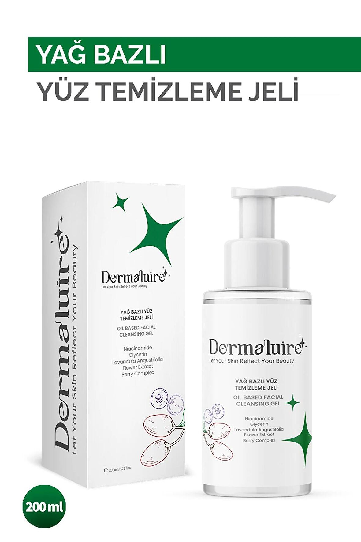 Kuru Ve Normal Ciltler Için Yağ Bazlı Yüz Temizleme Jeli ( Niacinamide, Glycerin ) - 200ml