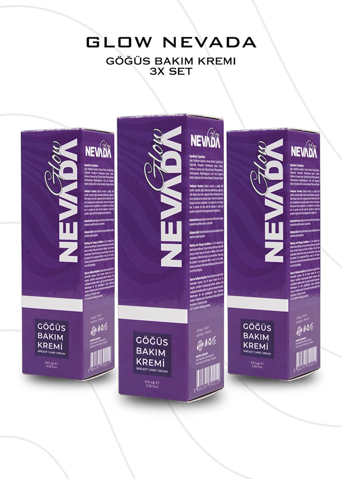 Glow Nevada Göğüs Bakım Kremi 100 ml 3'lü Set