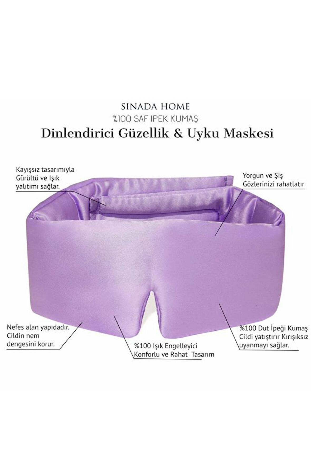 ipek Uyku Maskesi %100 Saf Dut İpek Kumaş Bambu Dolgu Yoga Göz Bandı (Kırışıklık ve Işık Önleyici)