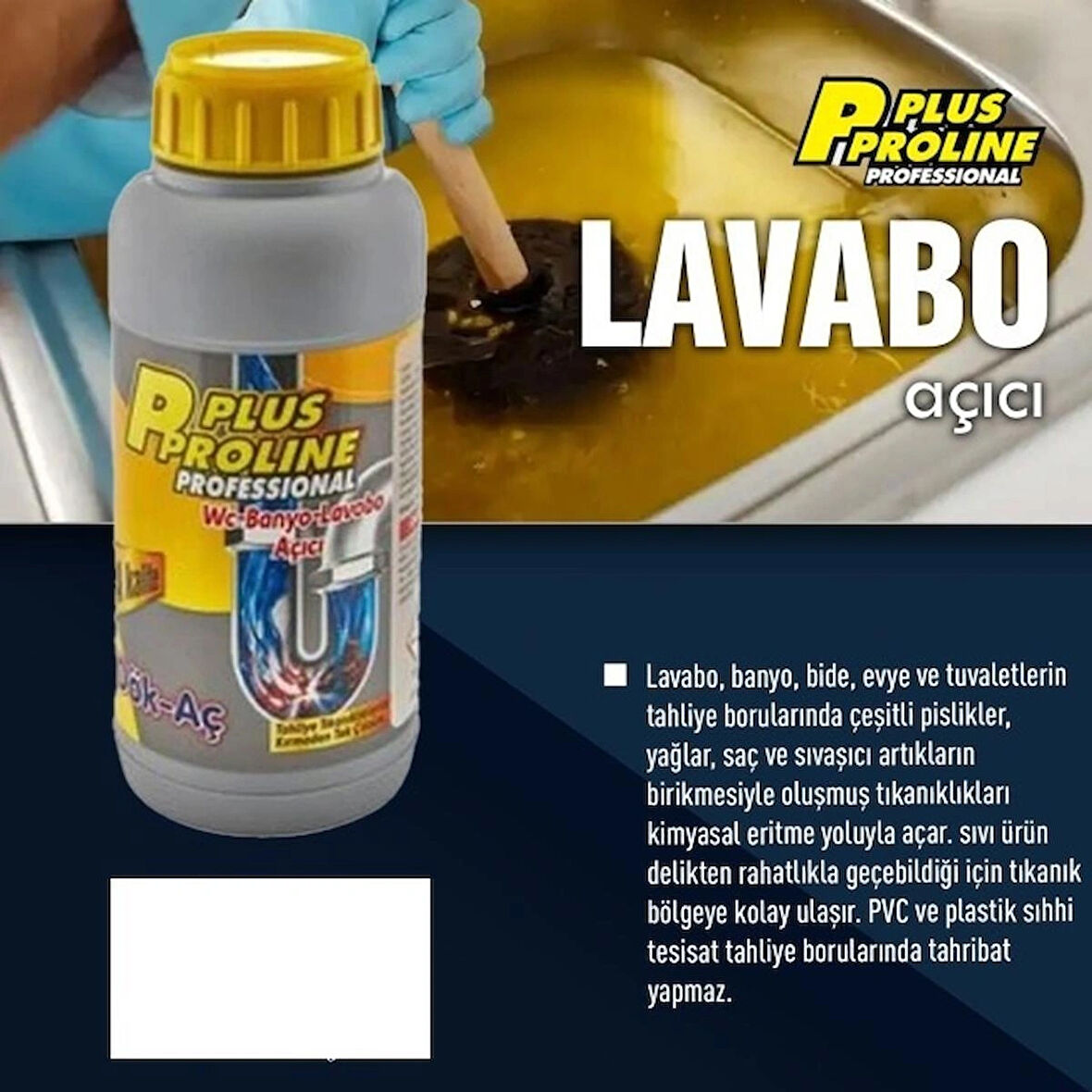 P-PLUS PROLİNE PROFESYONEL WC-BANYO-LAVABO AÇICI DÖK AÇ A KALİTE 1900GR (1000ML)