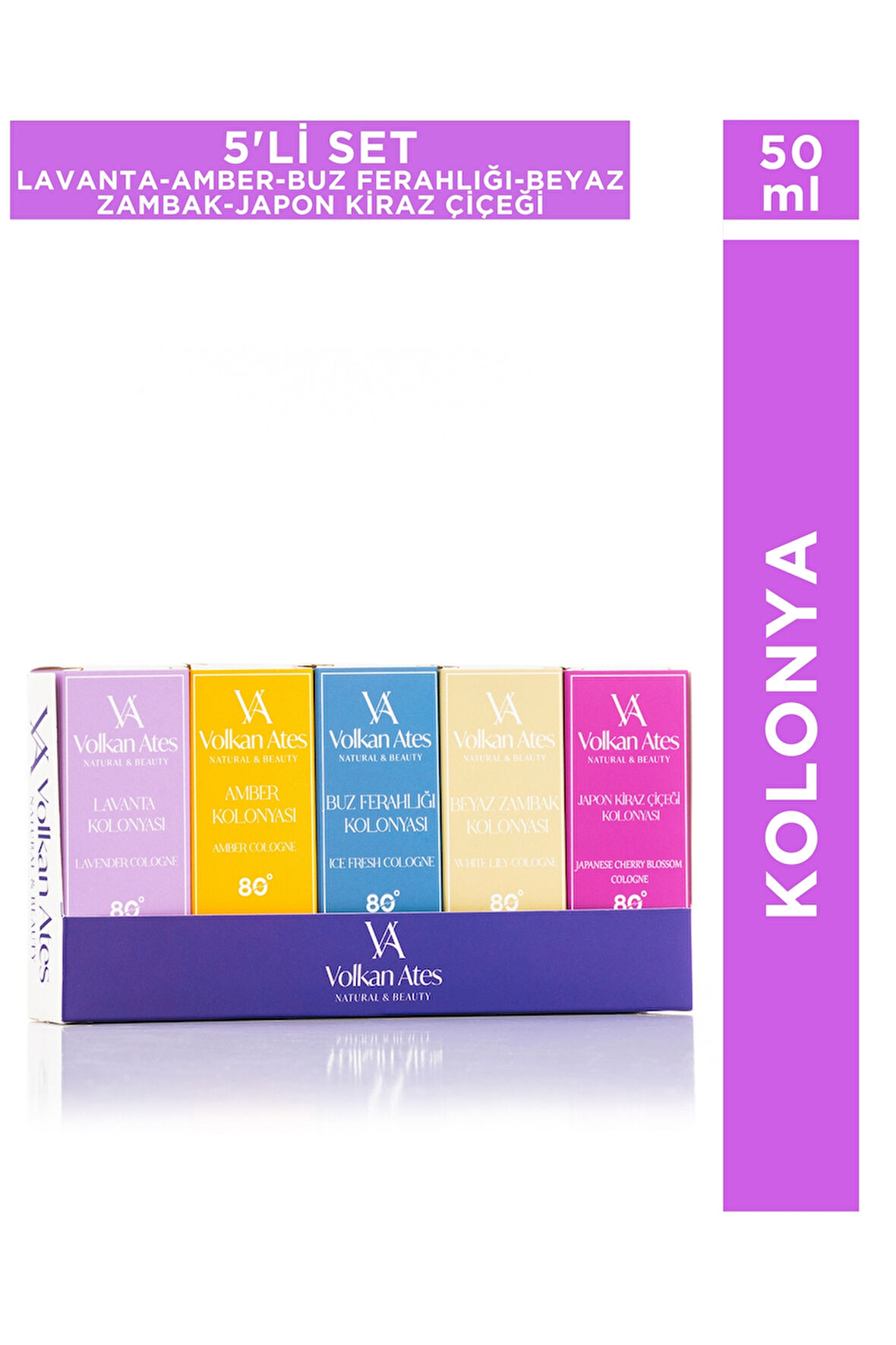Volkan Ates Natural & Beauty 5'li Parfümlü Kolonya Seti 50 ml