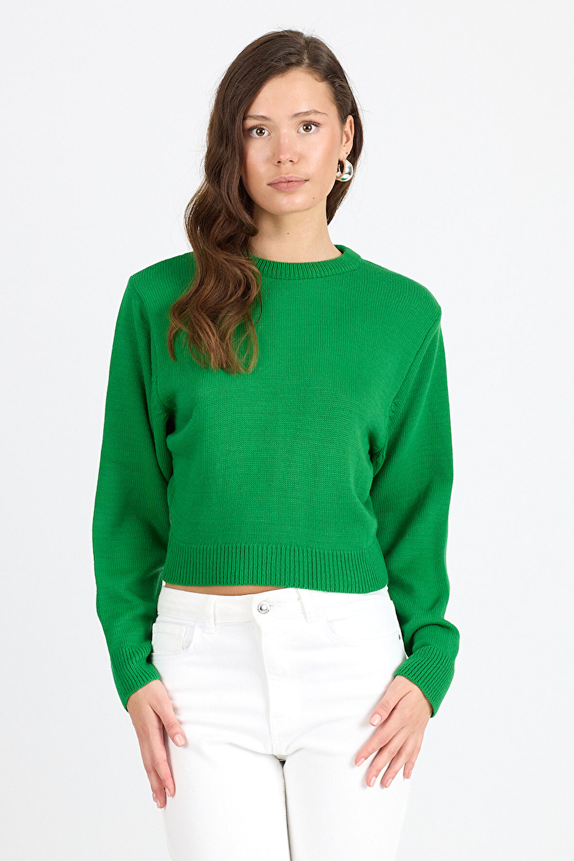 Kadın Bisiklet Yaka Triko Bluz 048 (Standart Beden s-m-l-xl Beden Uyumludur)