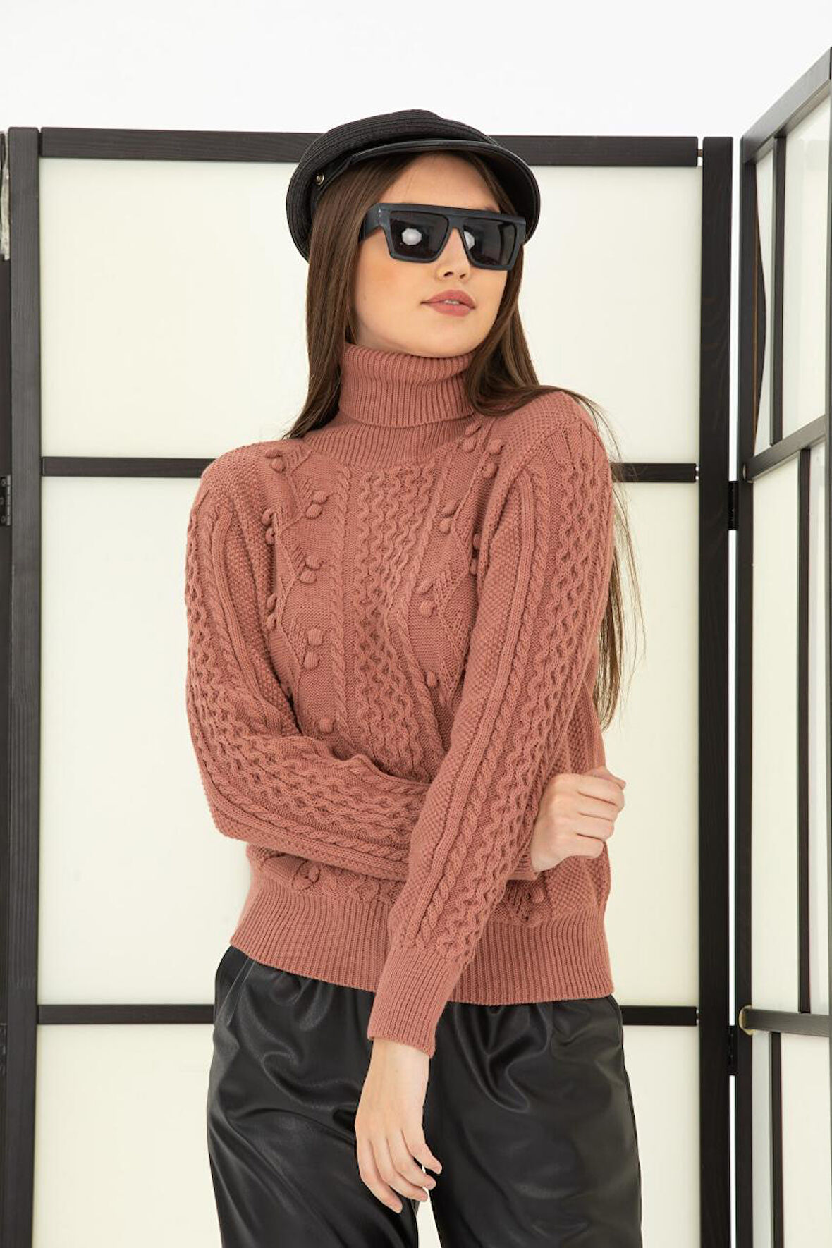 Kadın Gofralı Balıkçı Yaka Triko Bluz 11015