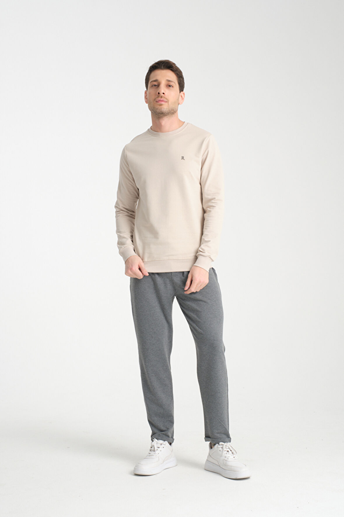 Erkek Uzun Kol Bisiklet Yaka Sweatshirt 3206