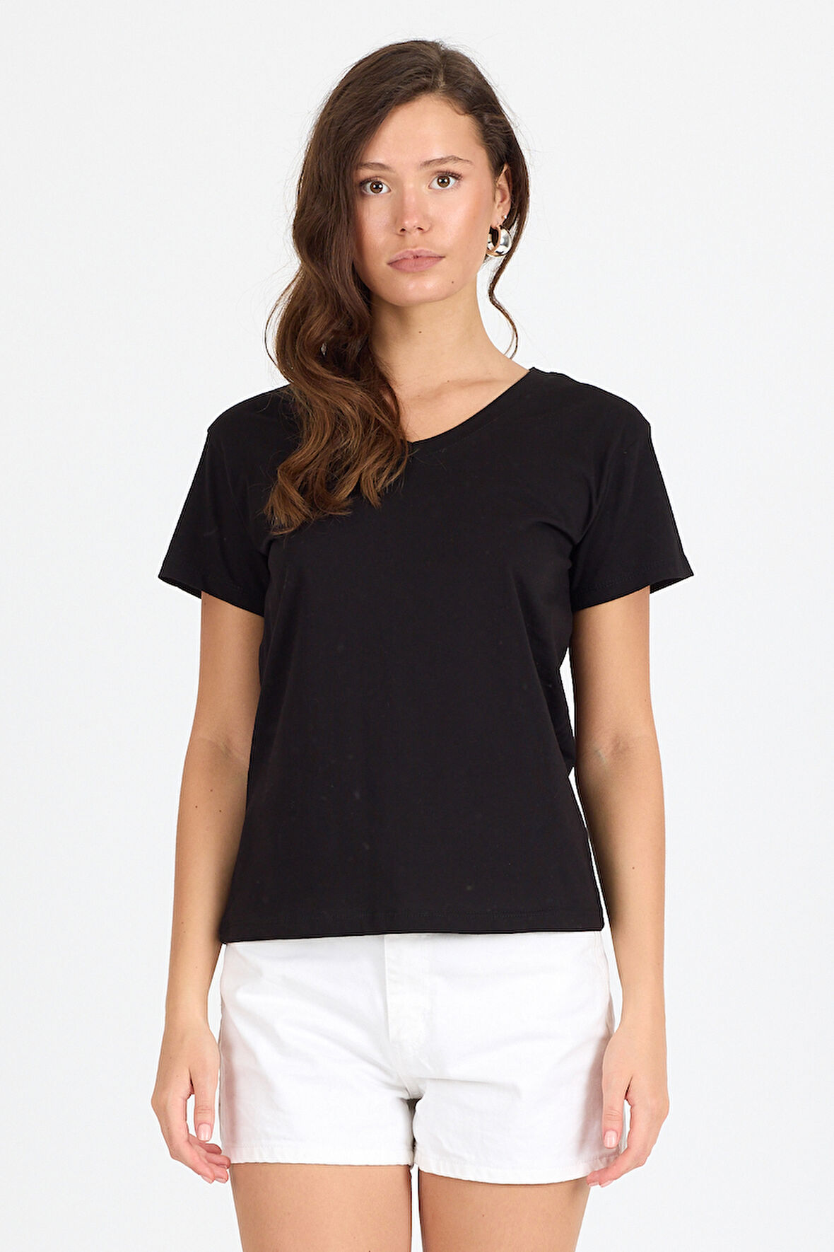 Kadın V Yaka T-shirt 3005