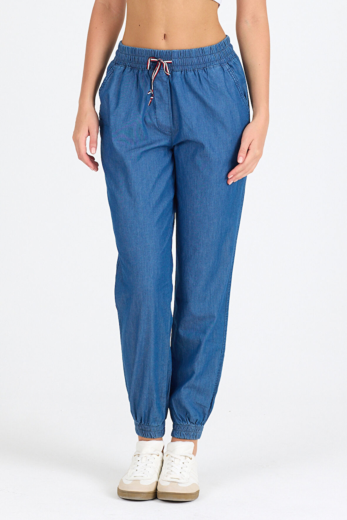 Kadın Mavi Renk Paça Lastikli  Pantolon 5550