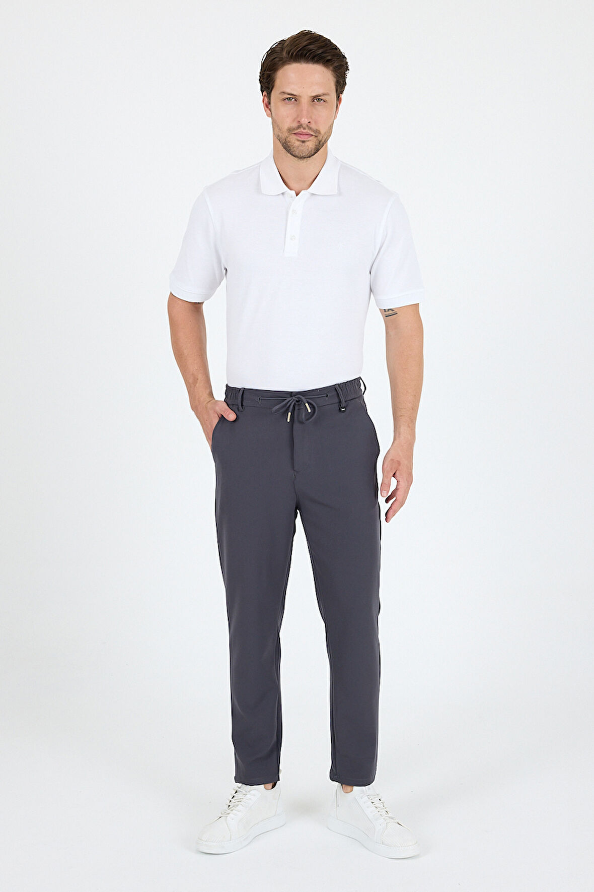 Erkek Duble Kumaş Düz Paça Rahat Kalıp, Cepli, Günlük ve Spor Şık Eşofman Altı Jogger Pantolon-3667