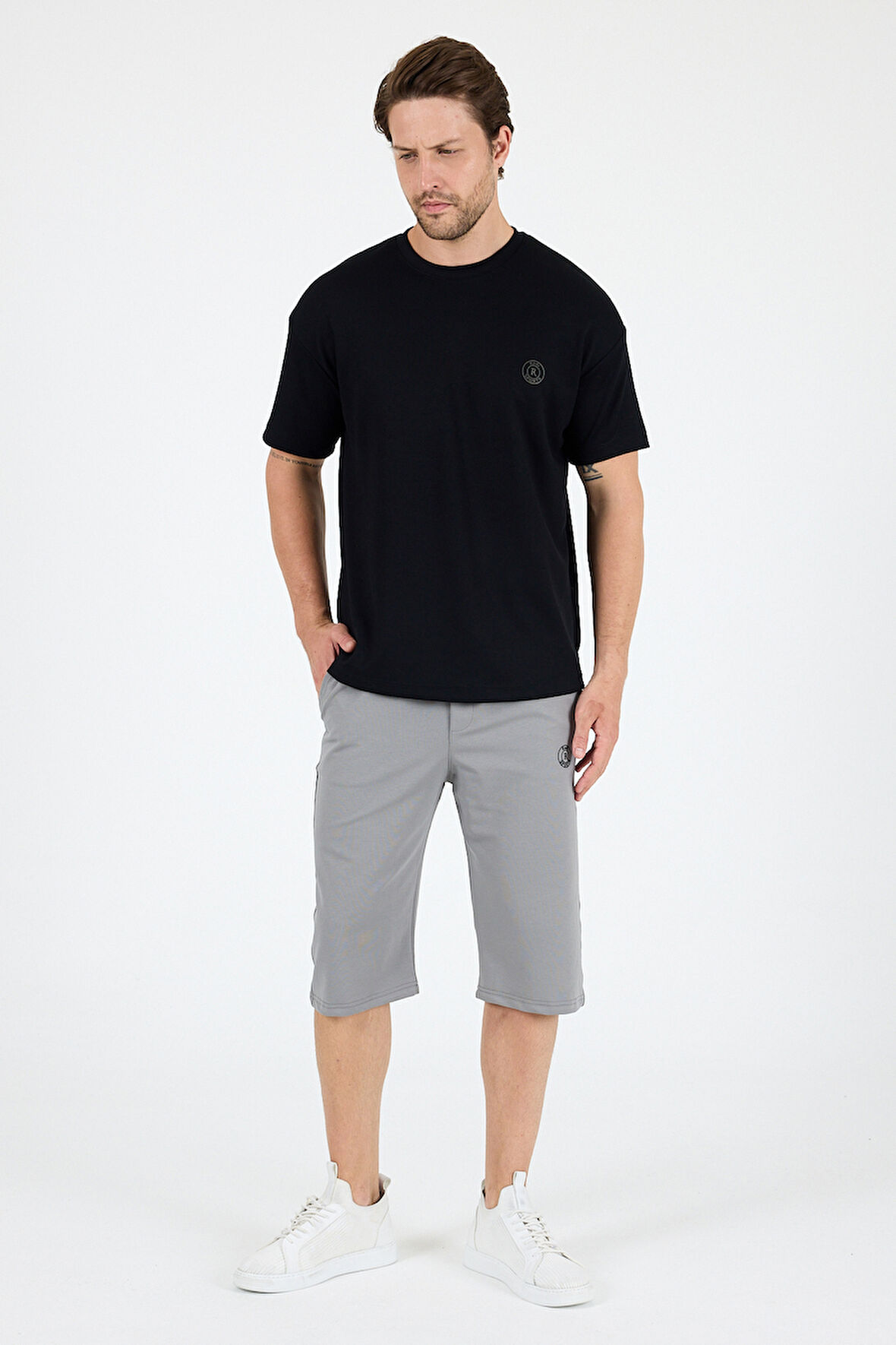 Oversize Bisiklet Yaka Kısa Kollu Erkek T-Shirt Salaş Rahat Kalıp, Yazlık Erkek Basic Tişört 7840