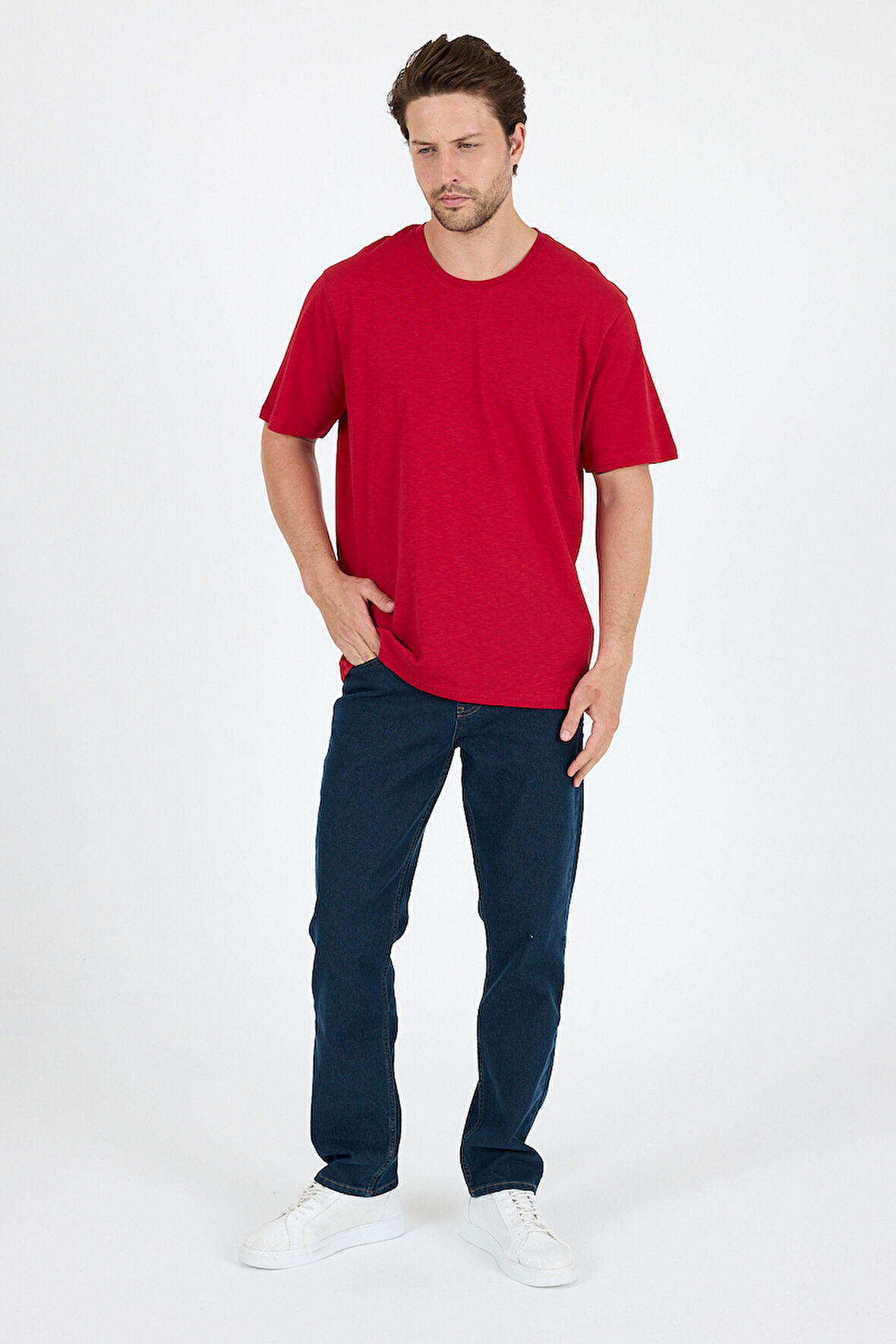 Regular Fit Pamuk Bisiklet Yaka Penye Erkek Tişört 0169_1