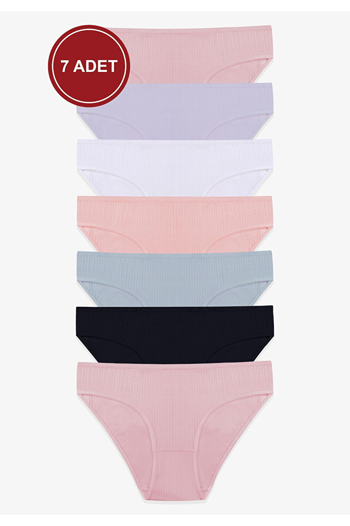 Kadın 7'li Fitilli Pamuklu Ribanalı Külot