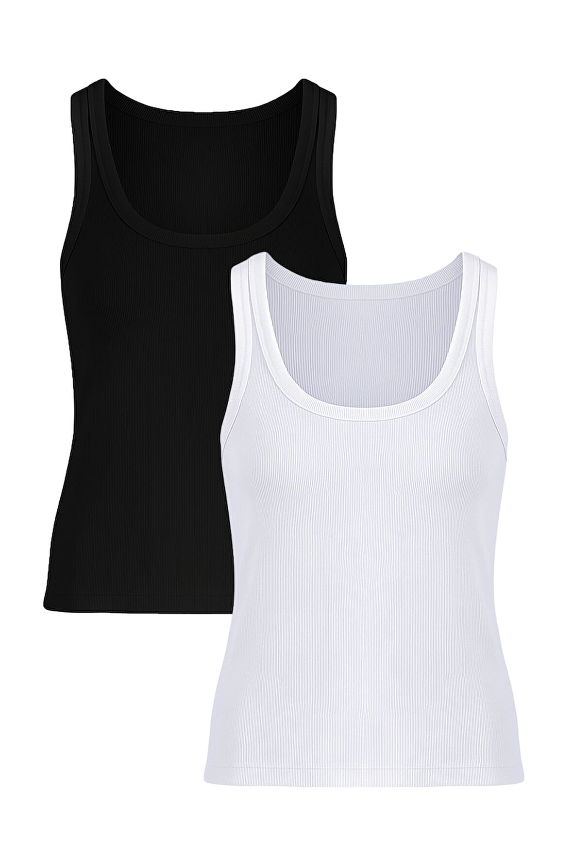 Kadın Pamuklu U Yaka Kaşkorse Atlet 2 Adet