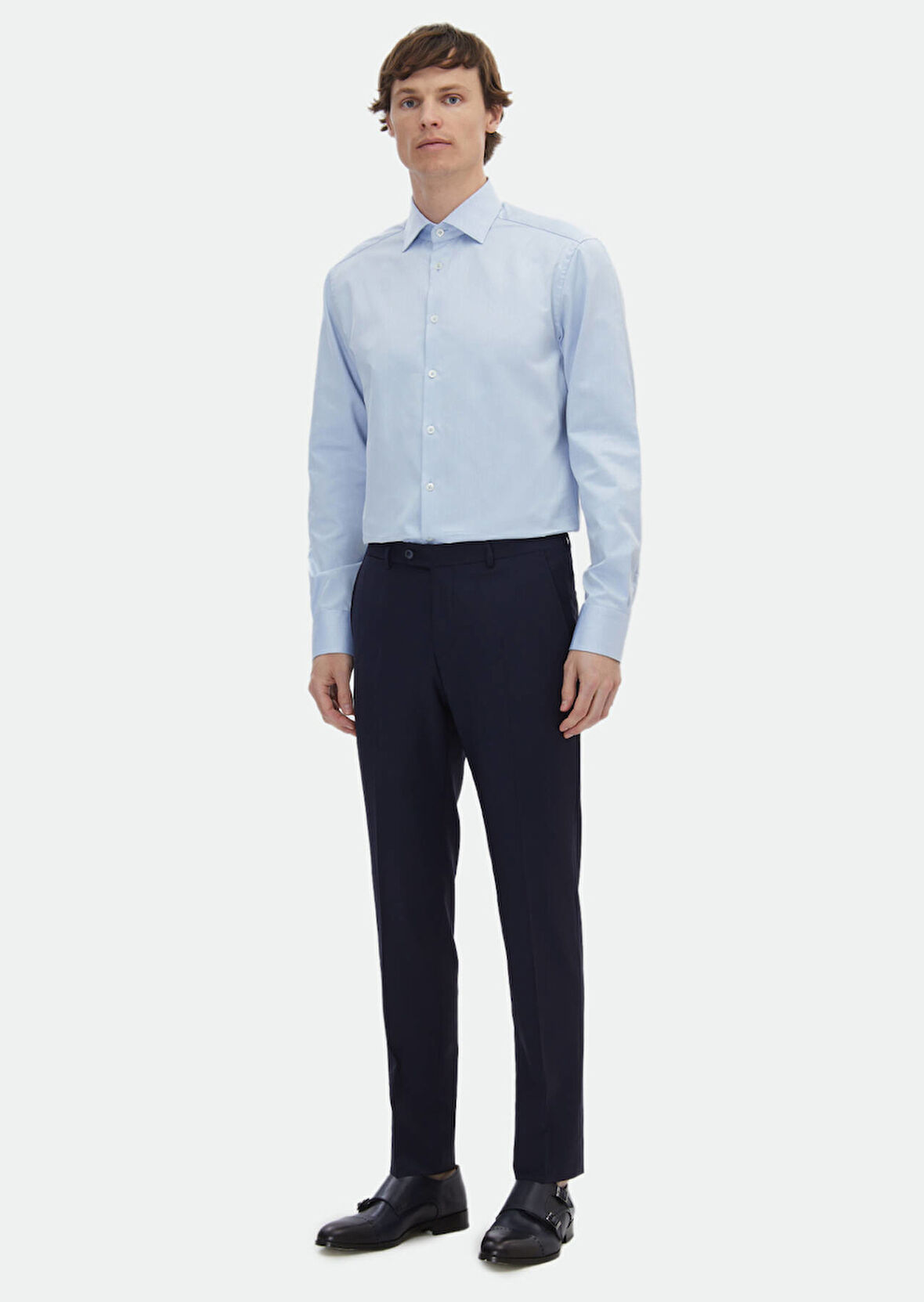 Saks Düz Kumaş Modern Fit Klasik Yün Karışımlı Pantolon