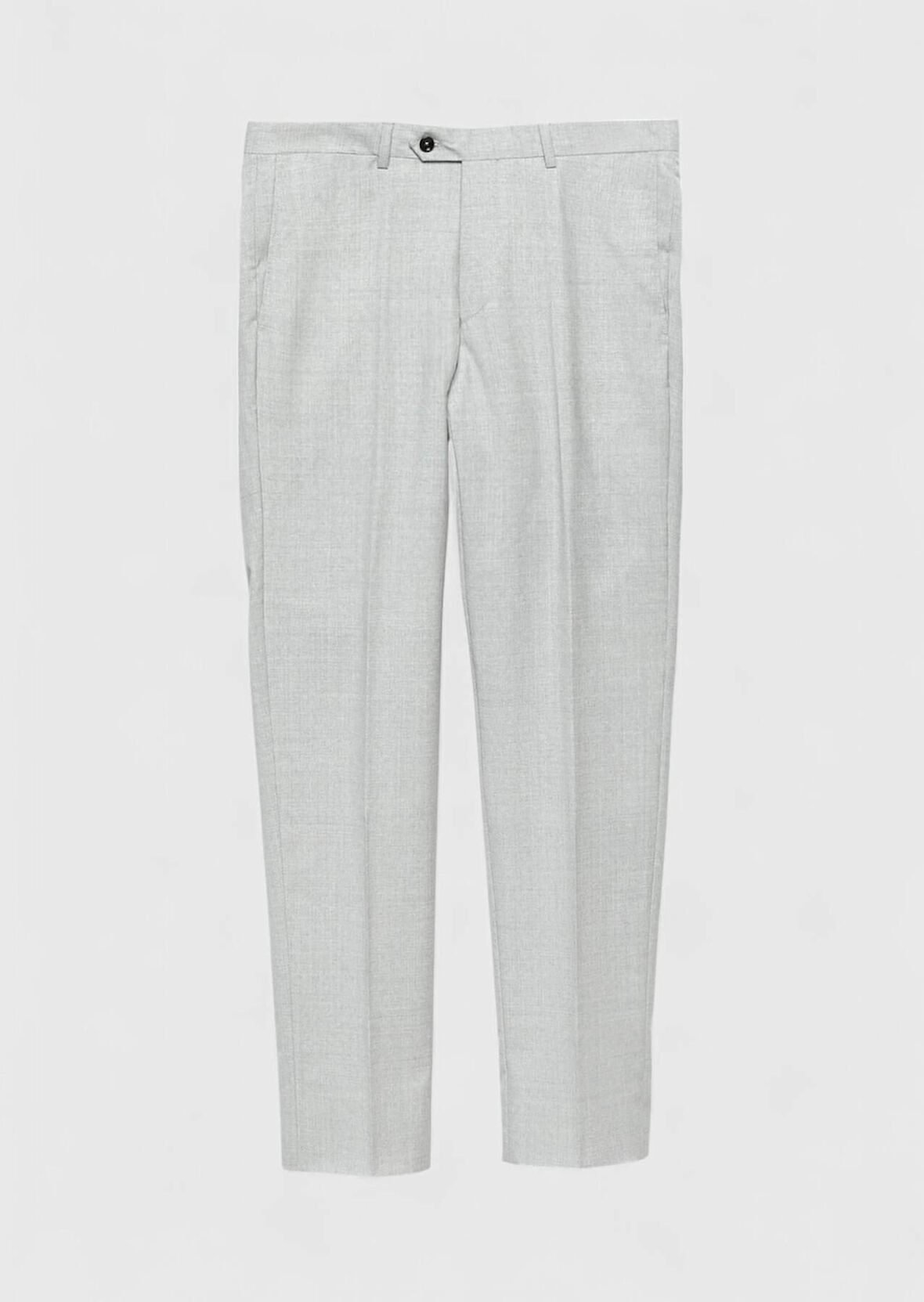 Gri Düz Dokuma Regular Fit Klasik %100 Yün Pantolon